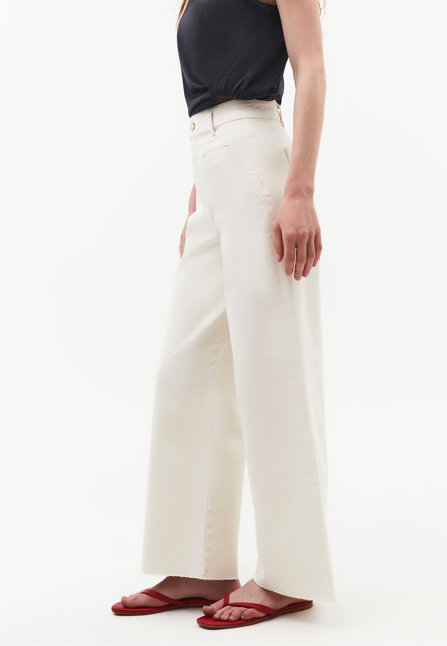 Wide Leg Ultra High Waist Pants - NATURAL DENIM