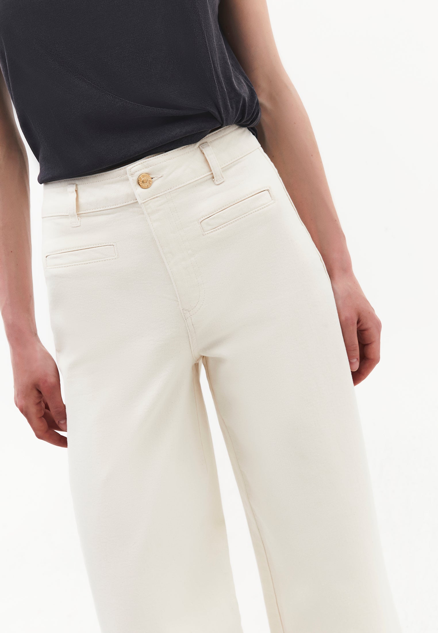 Wide Leg Ultra High Waist Pants - NATURAL DENIM