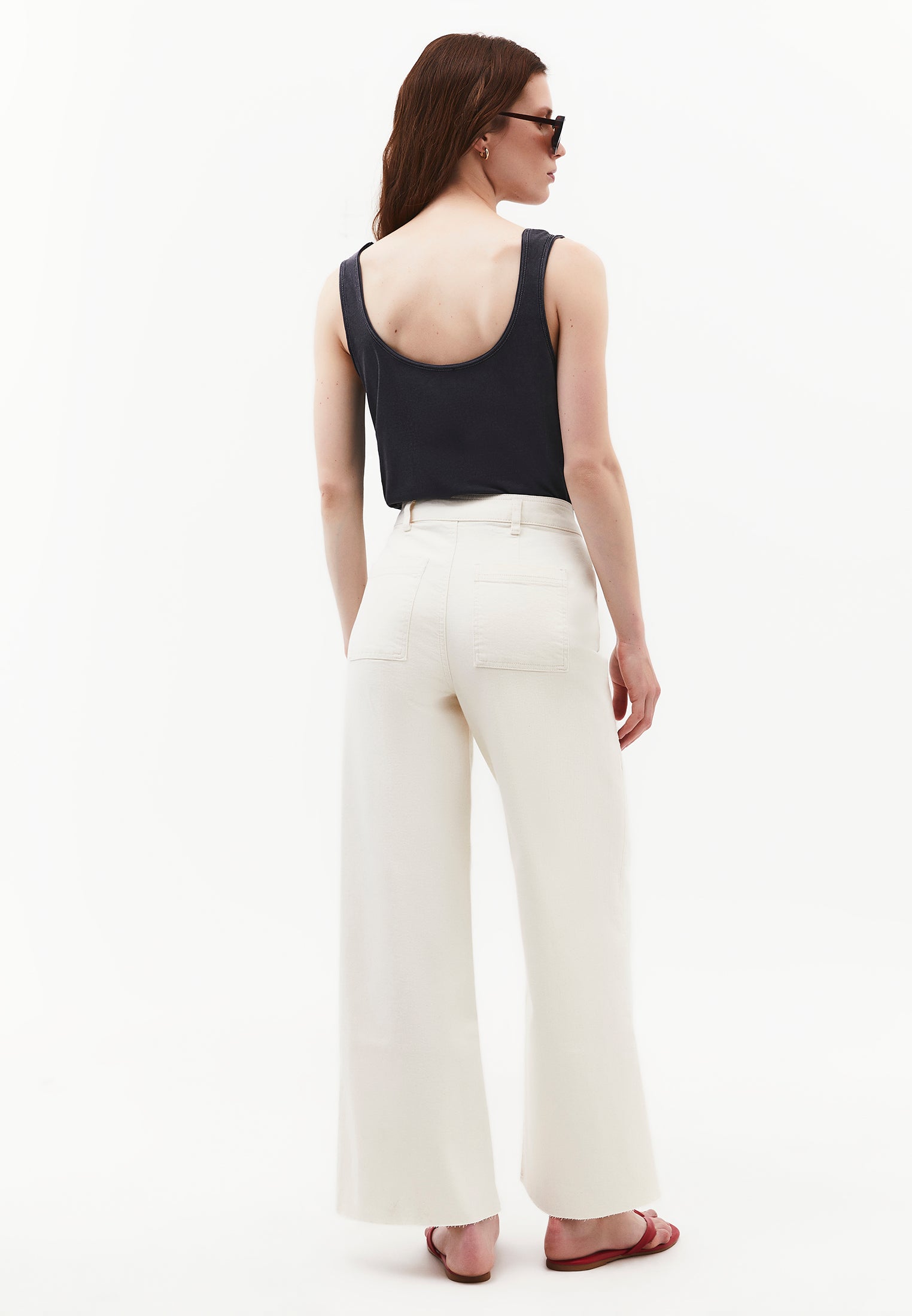 Wide Leg Ultra High Waist Pants - NATURAL DENIM