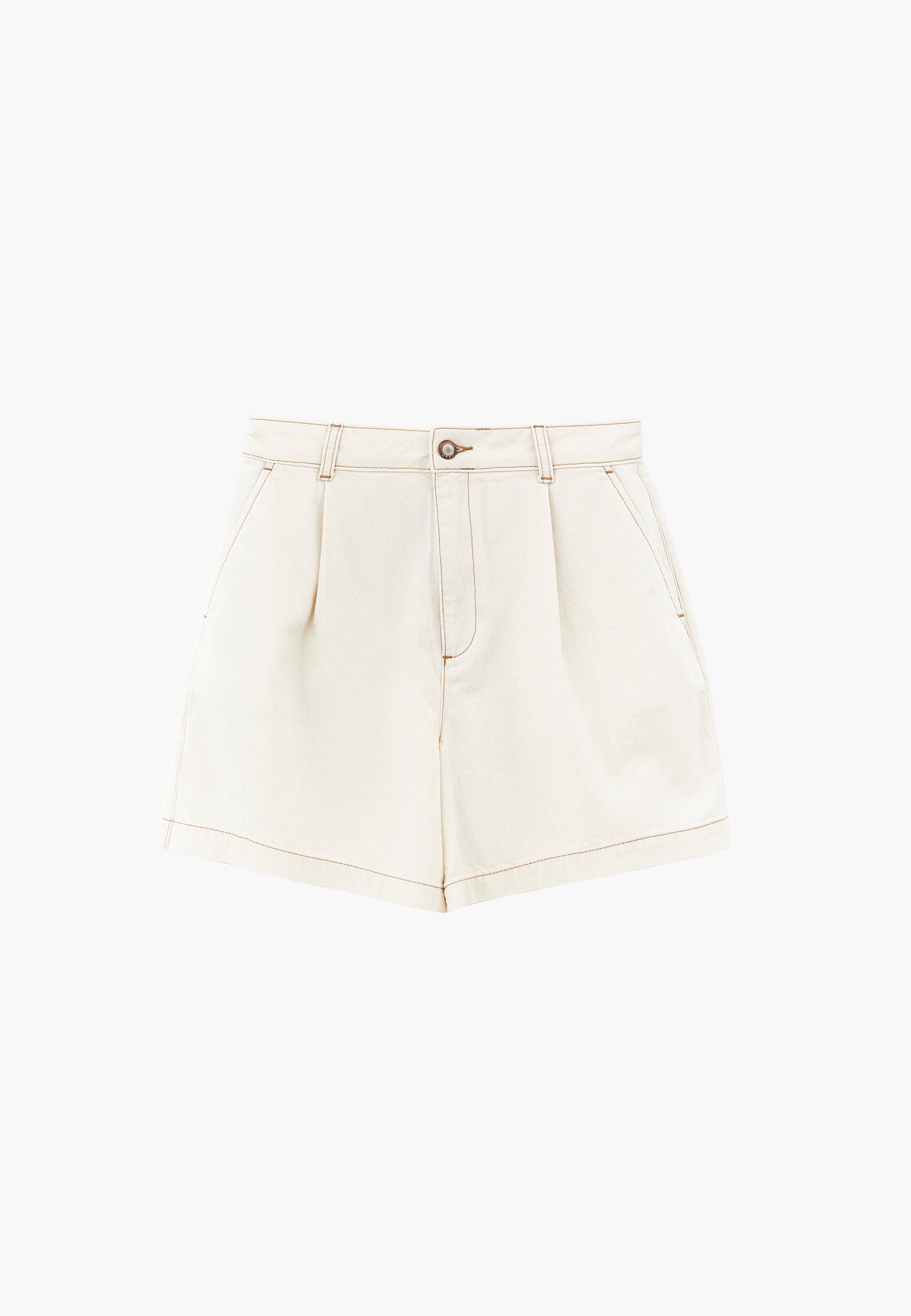 High Waist Pleated Short - NATURAL DENIM