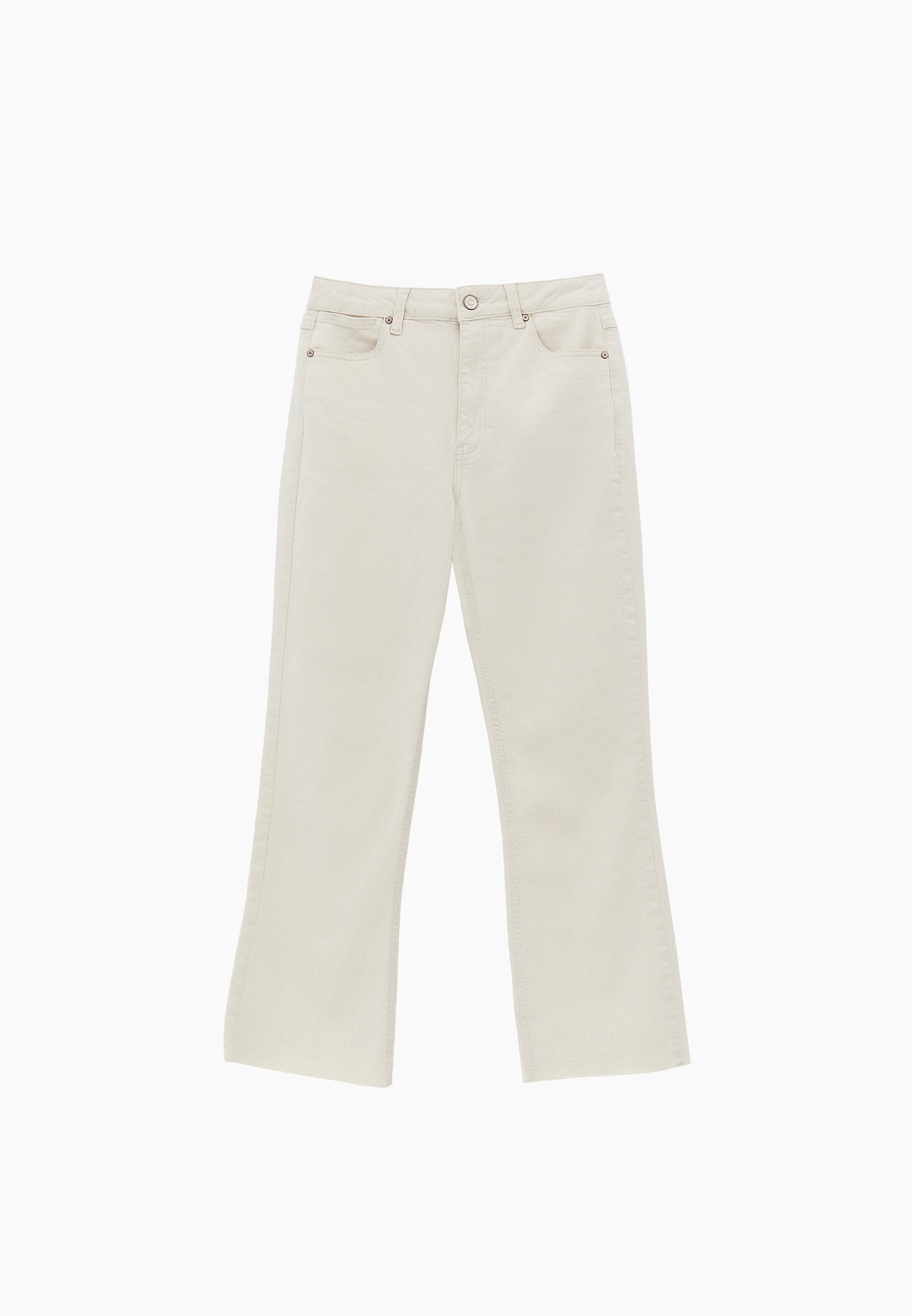 Cropped High Waist Denim Flare Pants - NATURAL DENIM