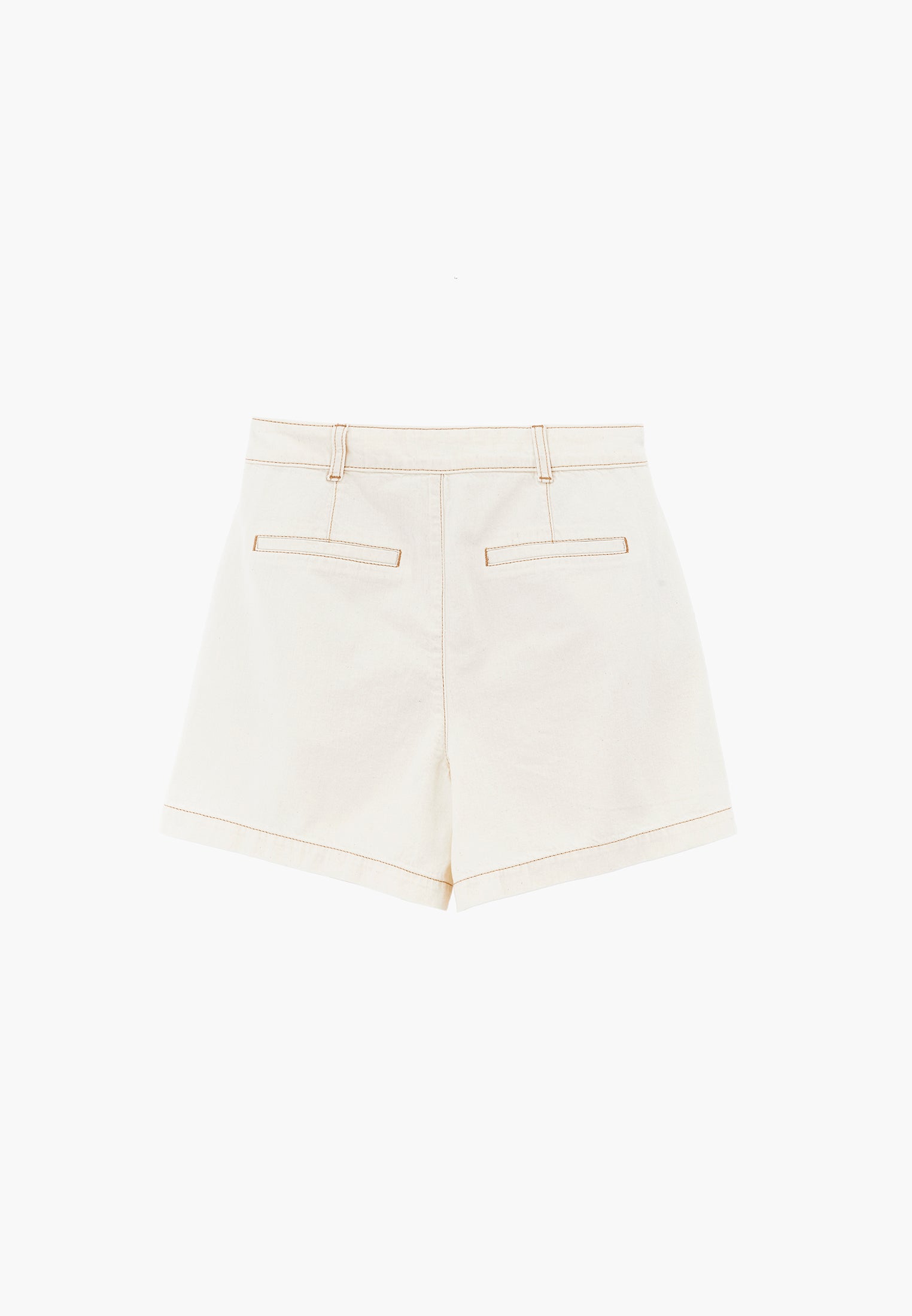 High Waist Pleated Short - NATURAL DENIM