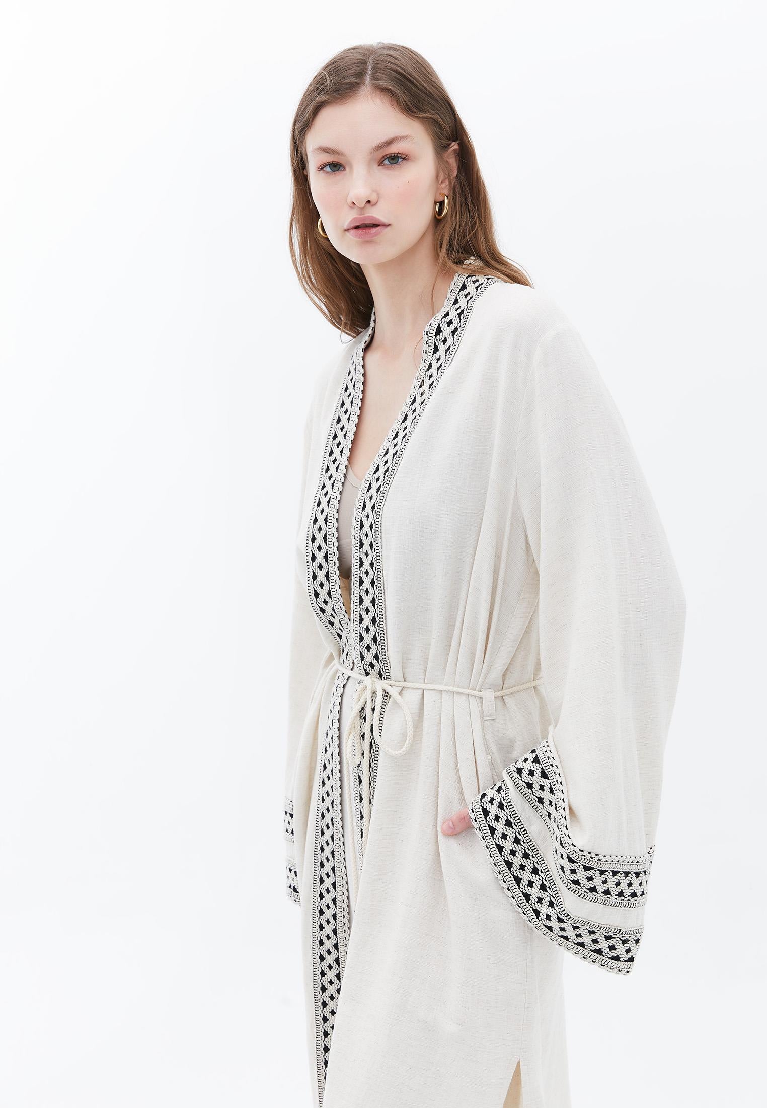 Long Belted Kimono - NATURAL