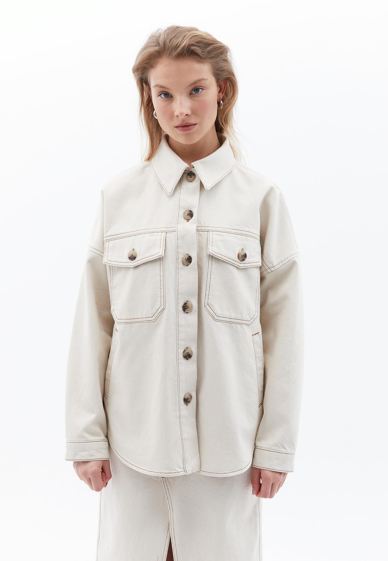 Oversize Jacket With Pocket Detail - NATURAL