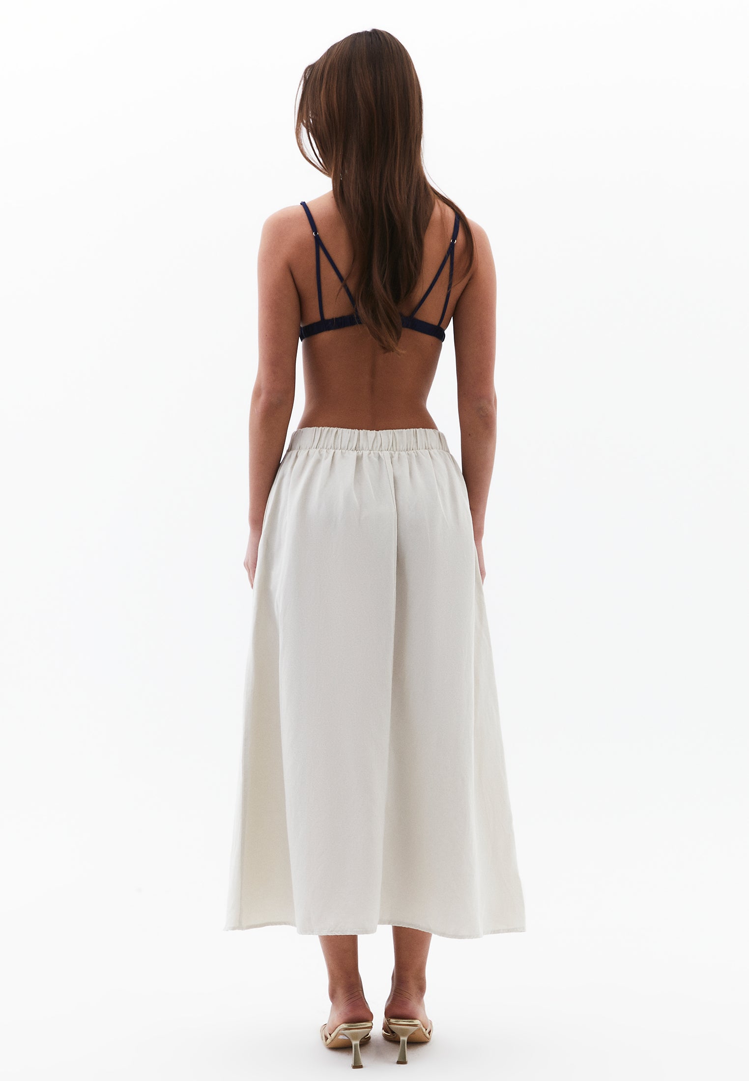 A-Line Midi Skirt - NATURAL