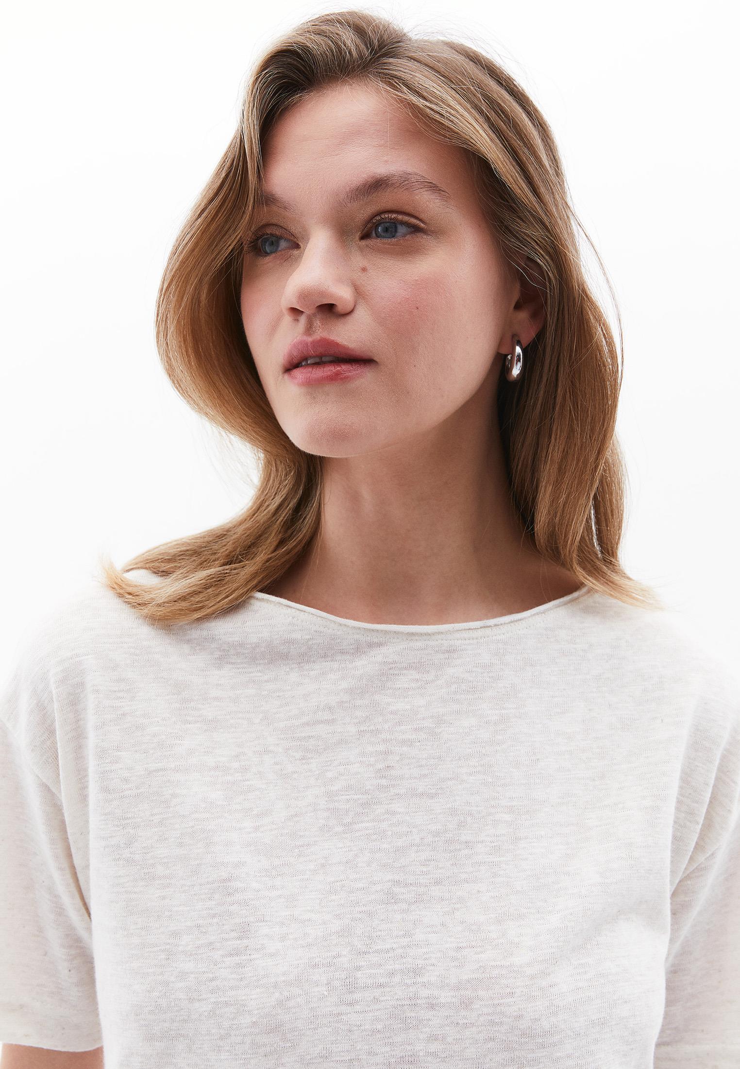 Boat Neck Loose T-Shirt - NATURAL