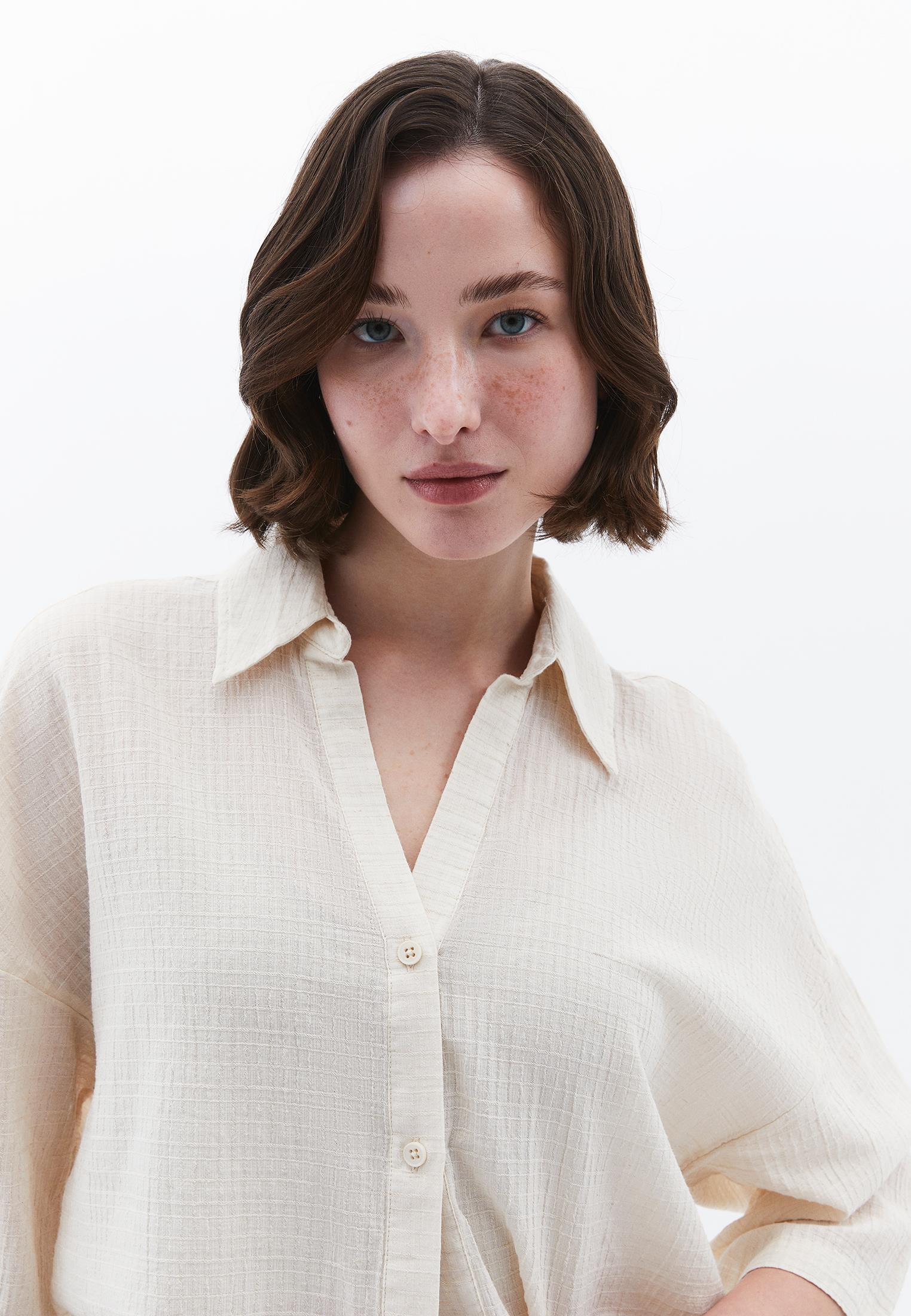 Button Detailed Oversize Shirt - NATURAL