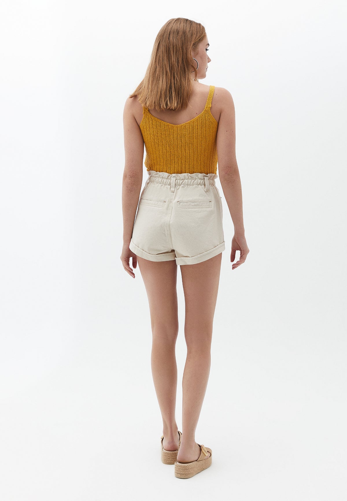 Belt Detailed Short Shorts - NATURAL