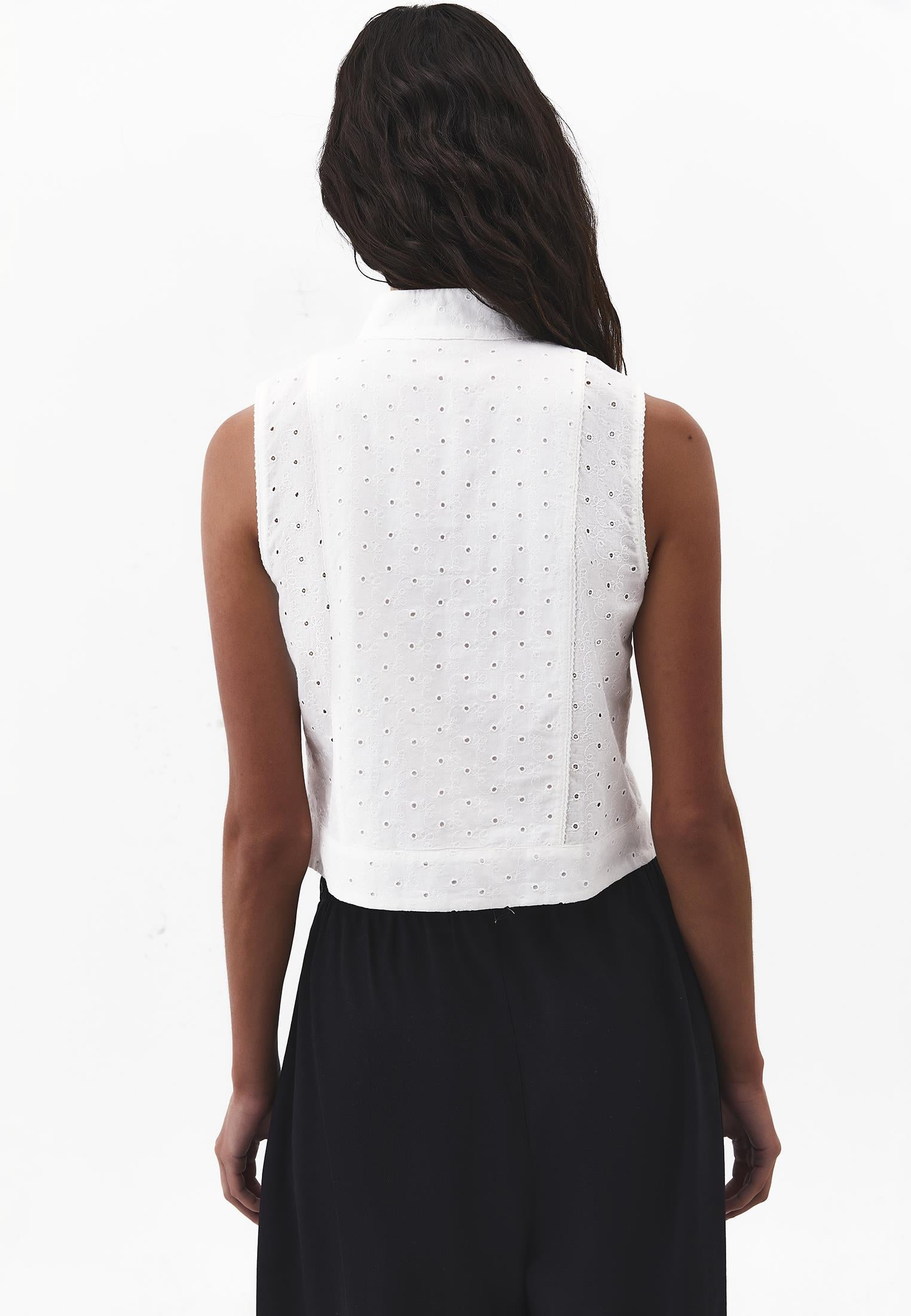 Loose Vest with Button Details - NATURAL