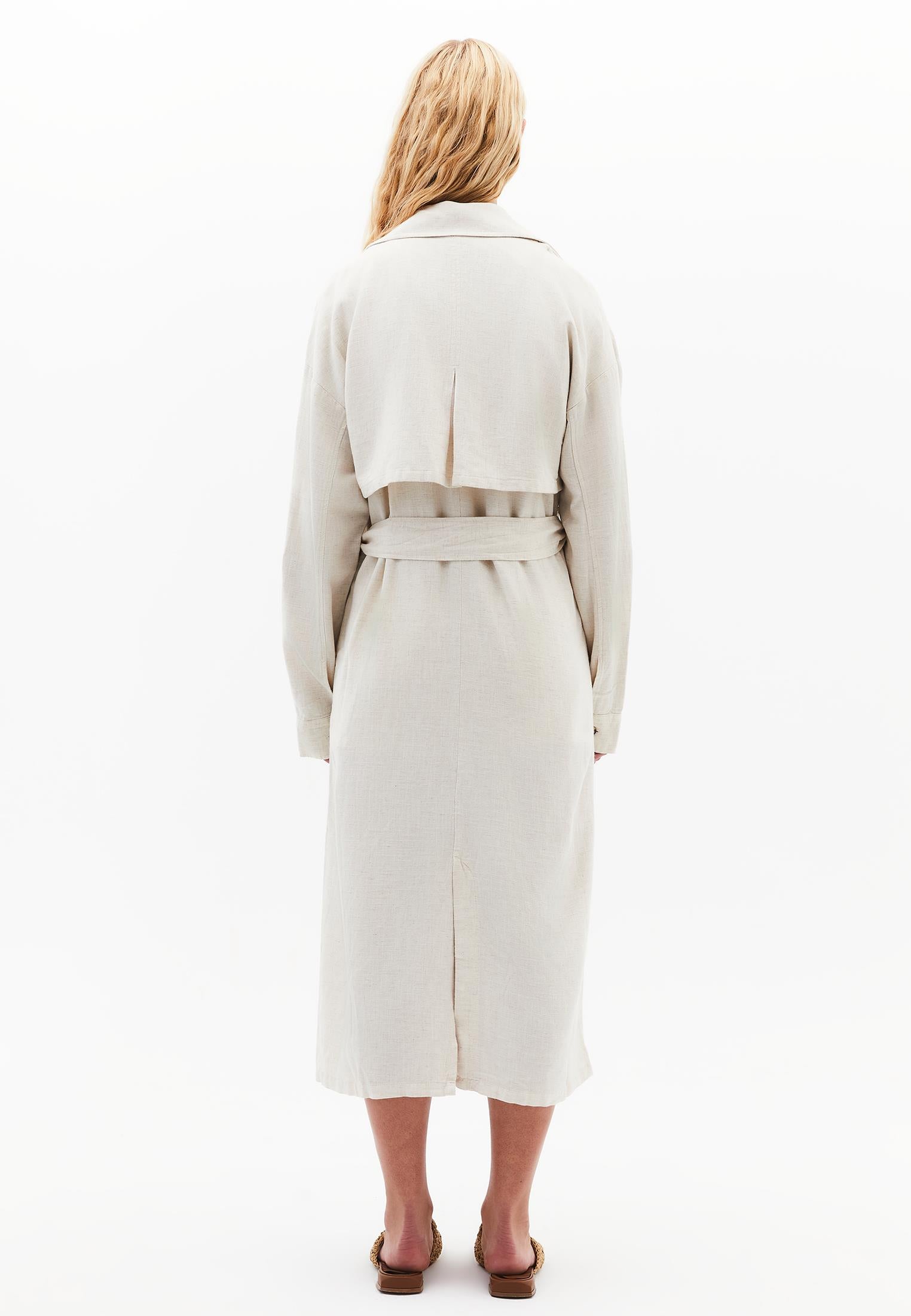Belted Polo Collar Trenchcoat - NATURAL