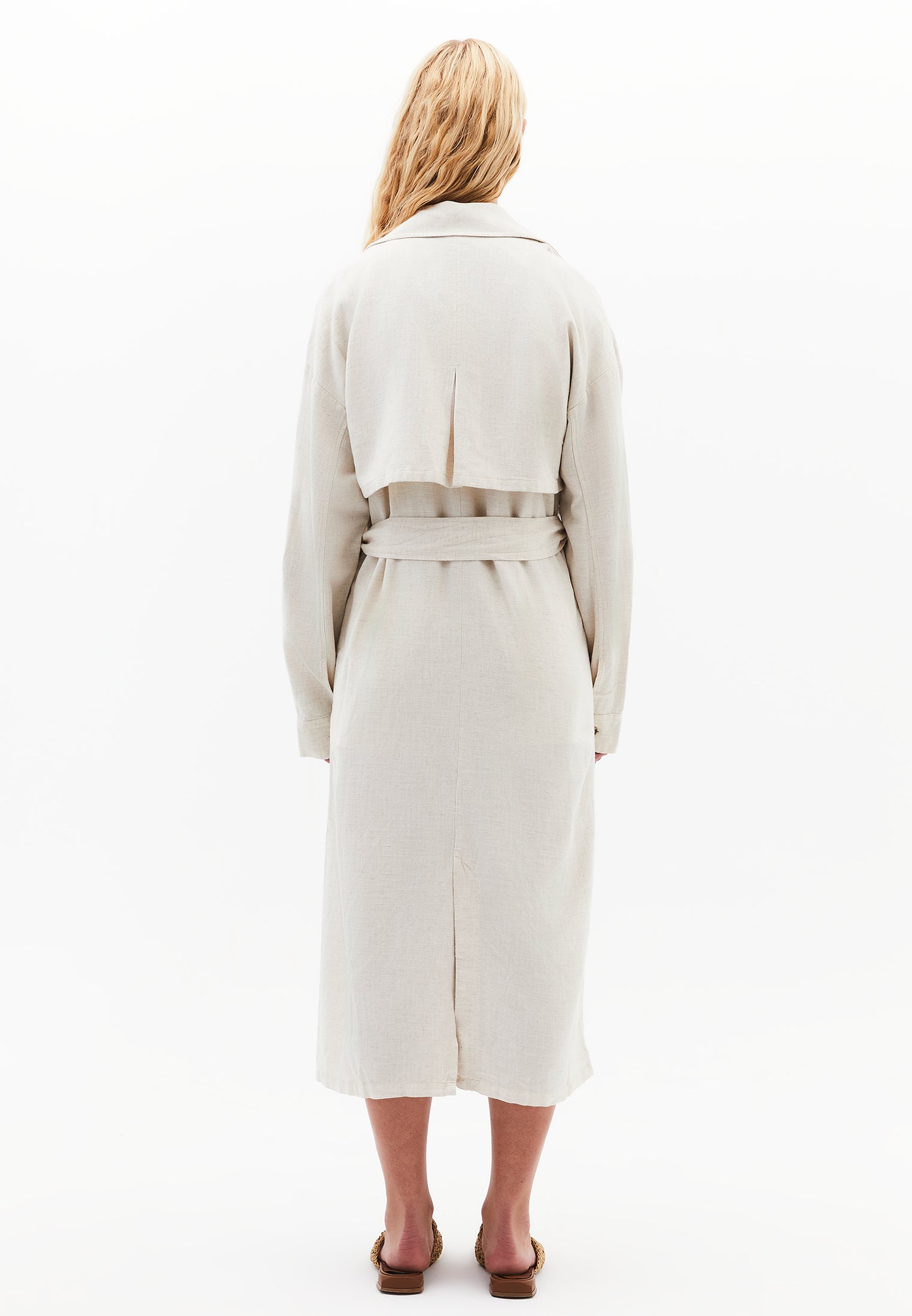 Belted Polo Collar Trenchcoat - NATURAL