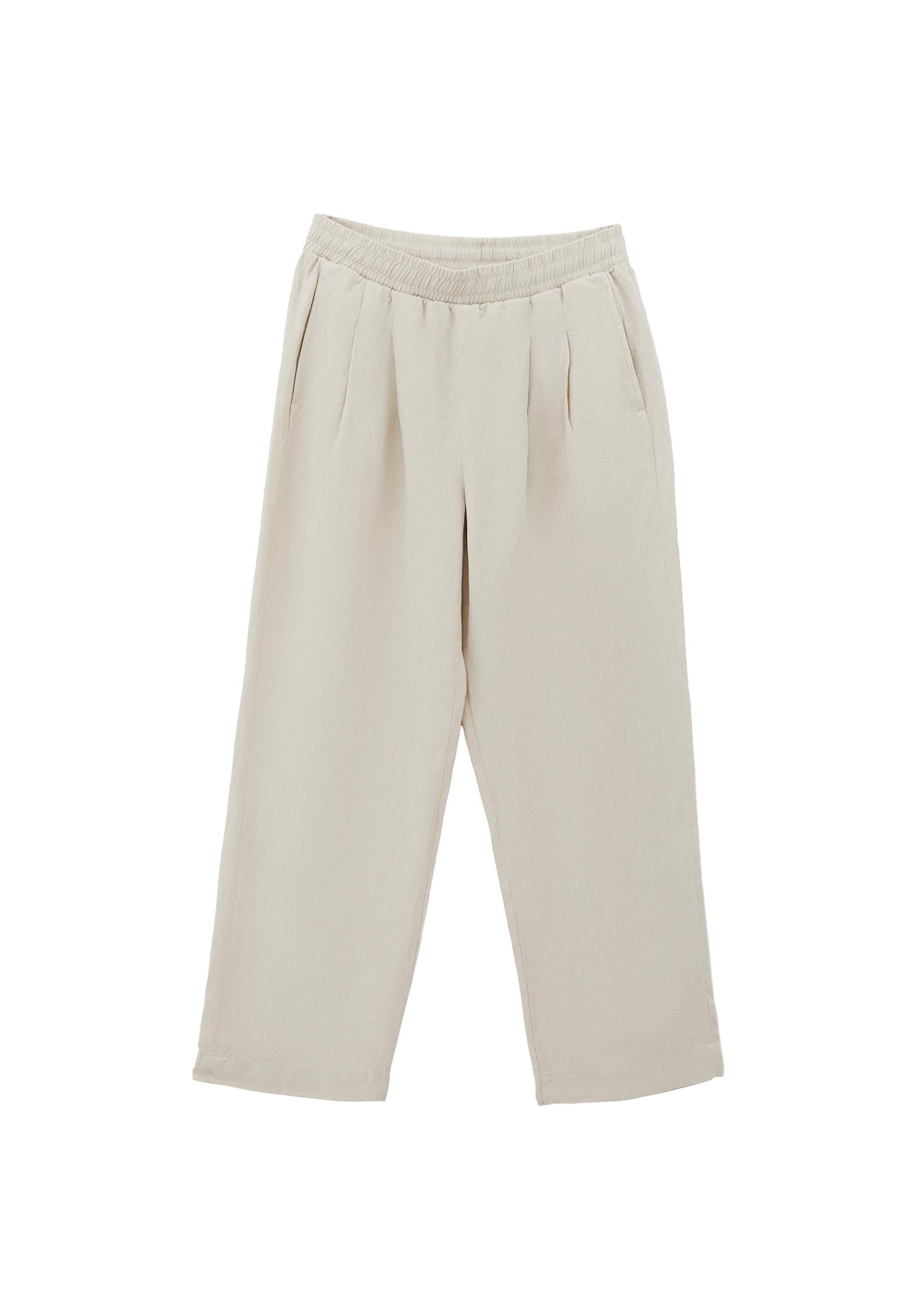 High Waist Straight Trousers With Pocket Detail - NATURAL