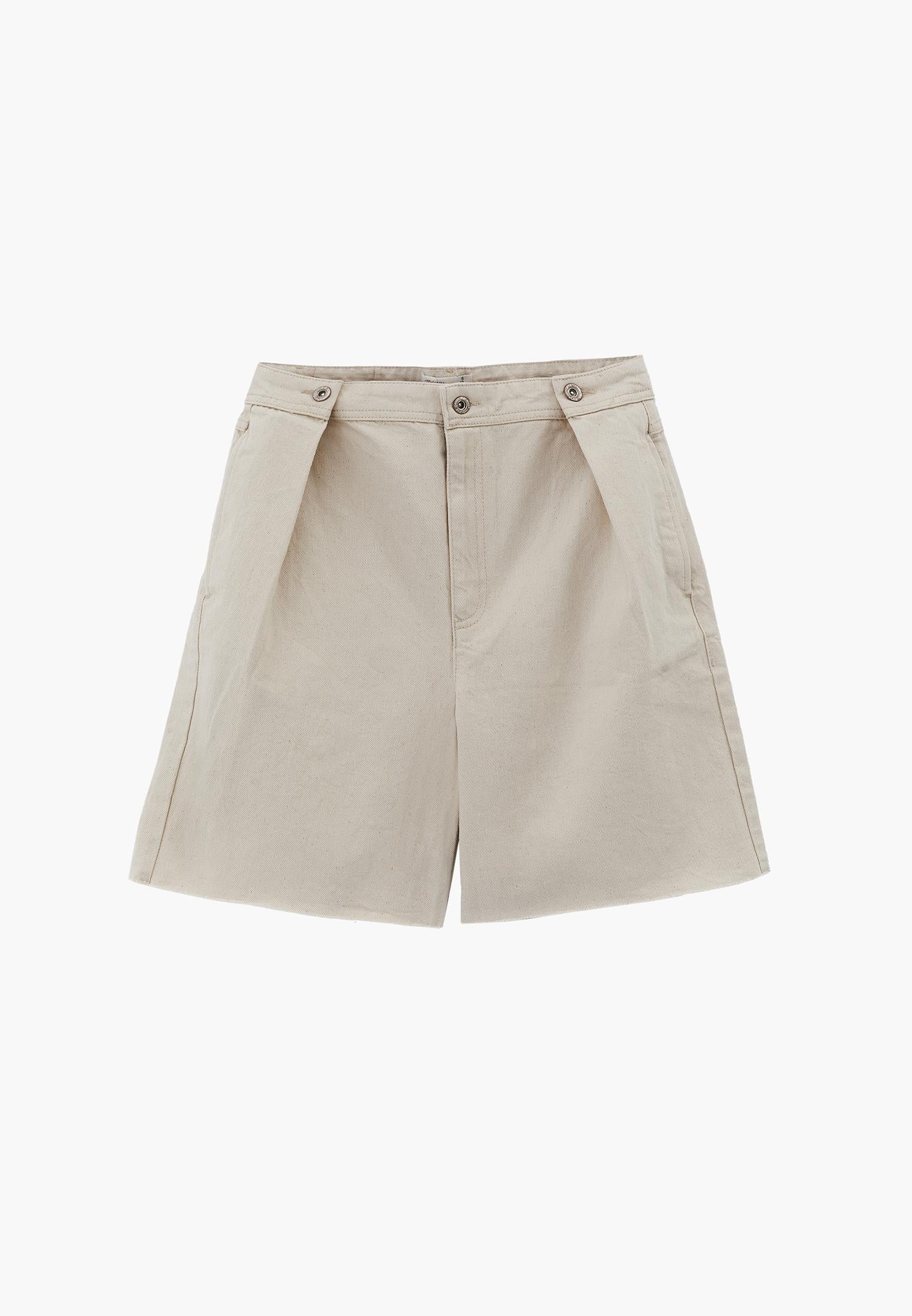 Button Detailed Short Shorts - NATURAL