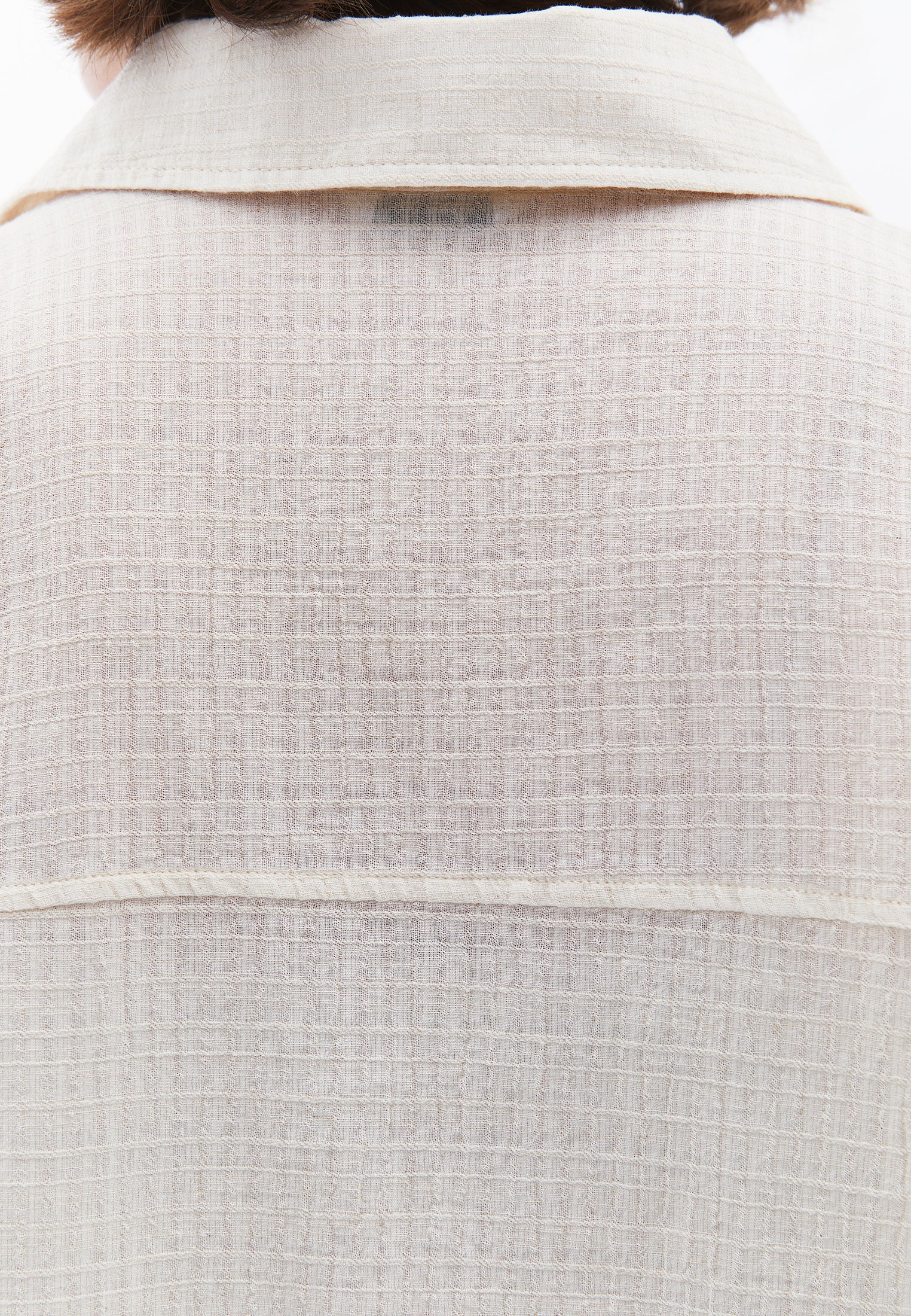 Oversized Shirt With Button Details - NATURAL