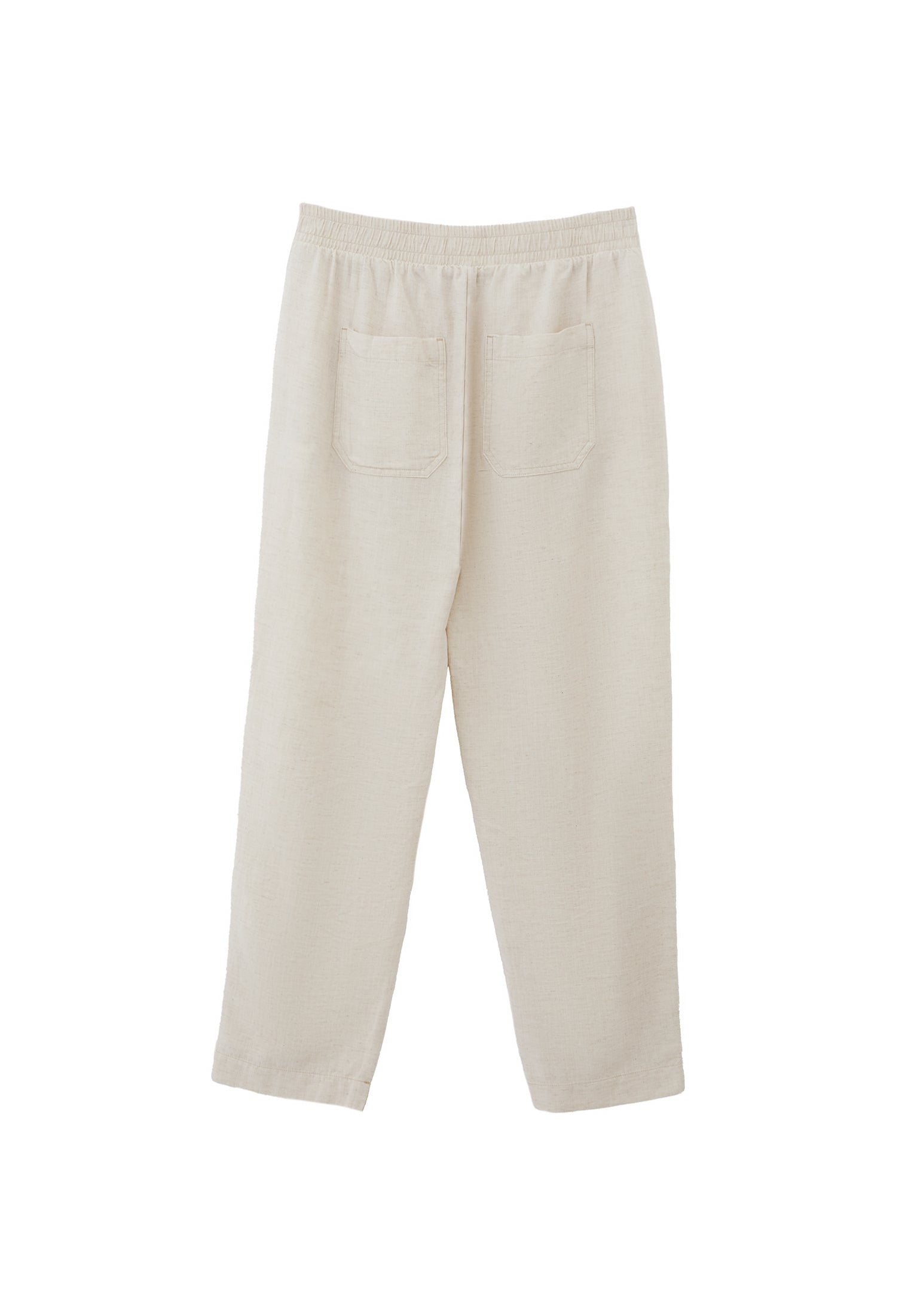High Waist Carrot Leg Elasticated Pants - NATURAL