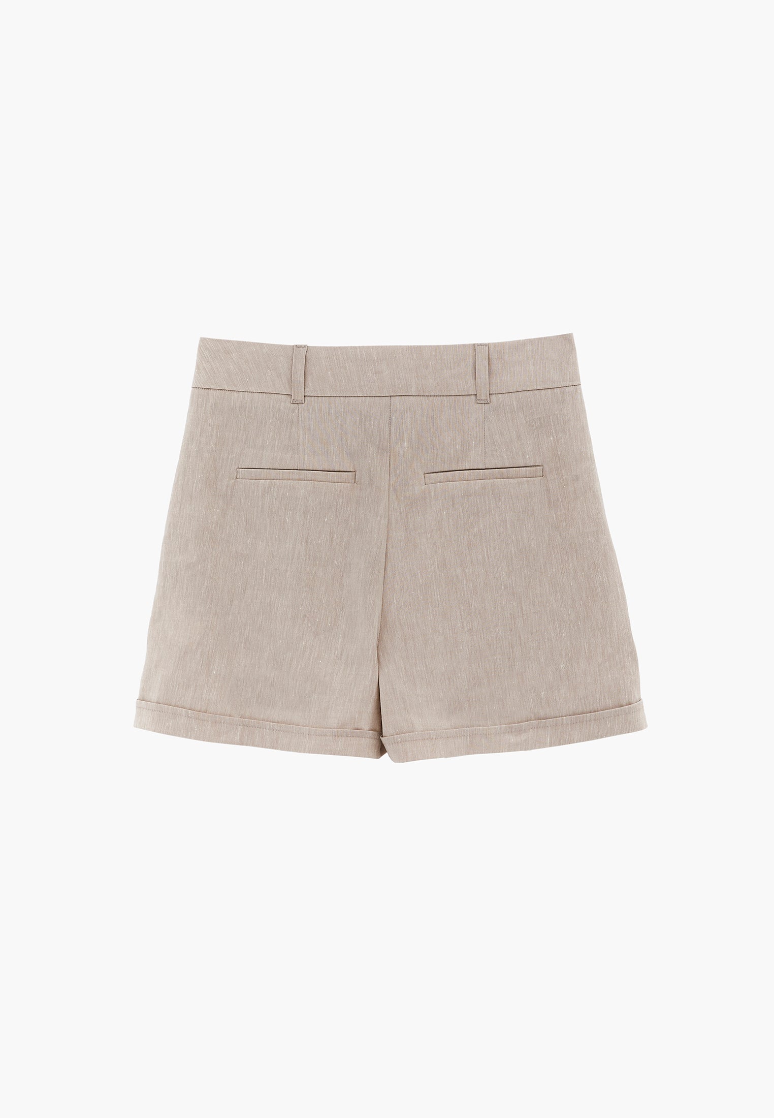 Pleated Ultra High Waist Shorts - NATURAL