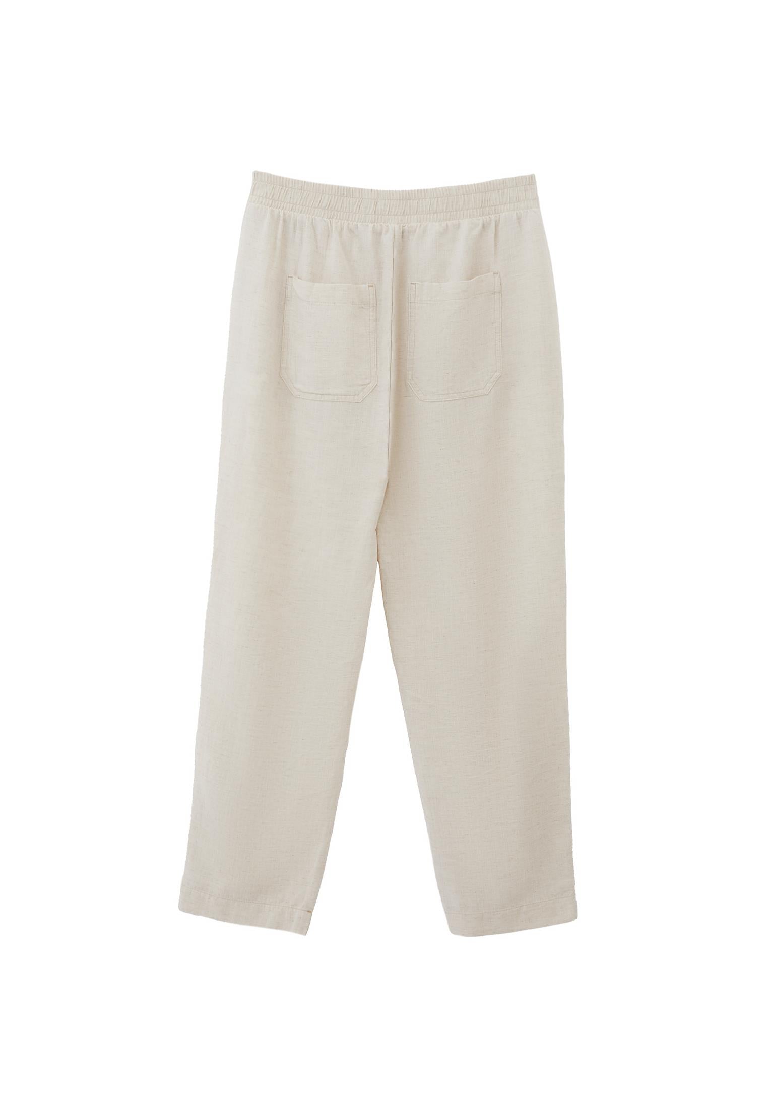 Carrot Cut Linen Pants - NATURAL