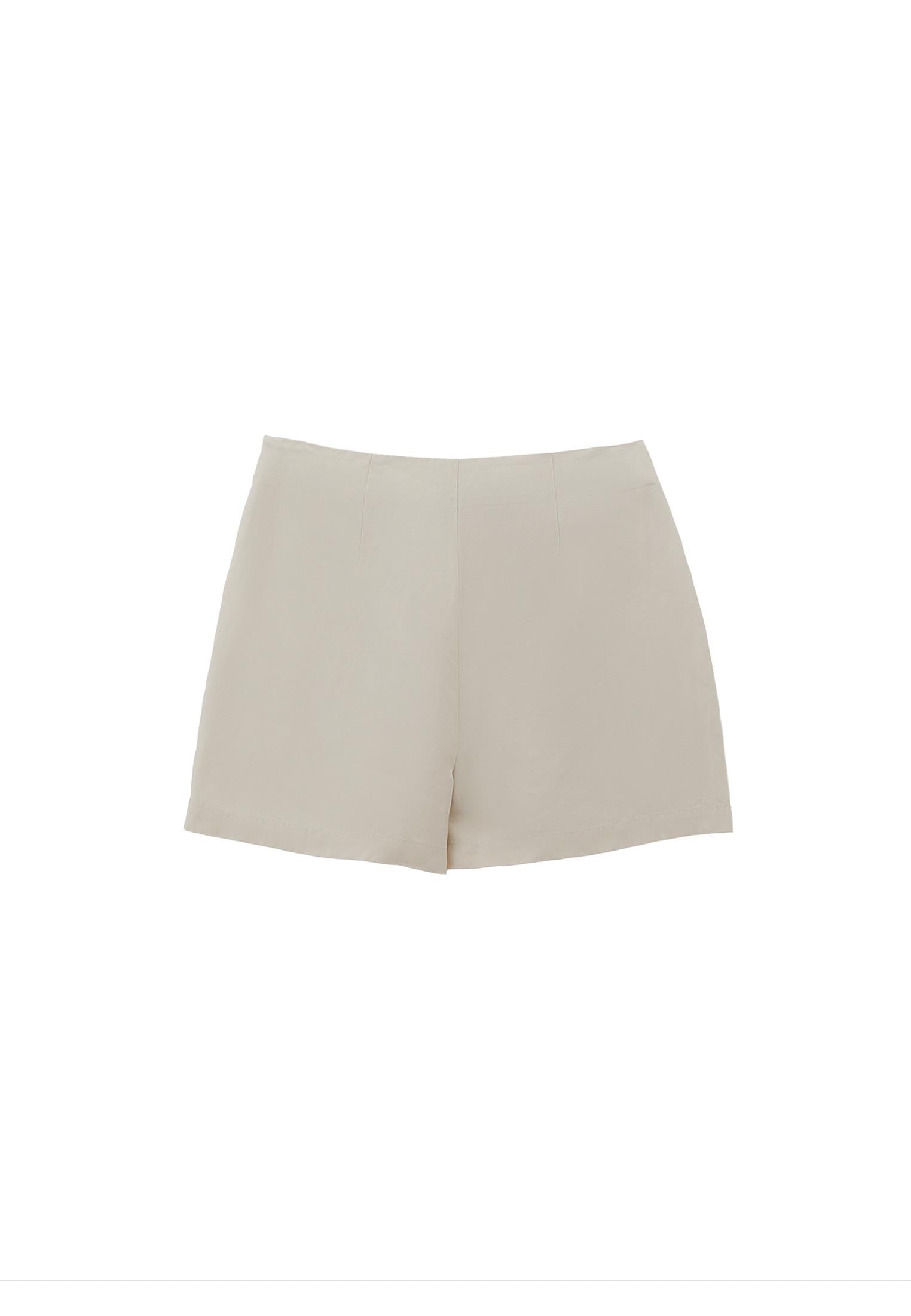 High Waist Short With Button Details - NATURAL
