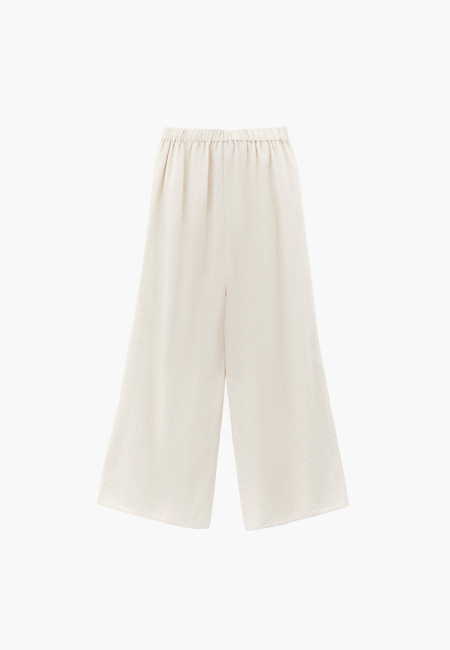 Wide Leg Tied Pants - NATURAL