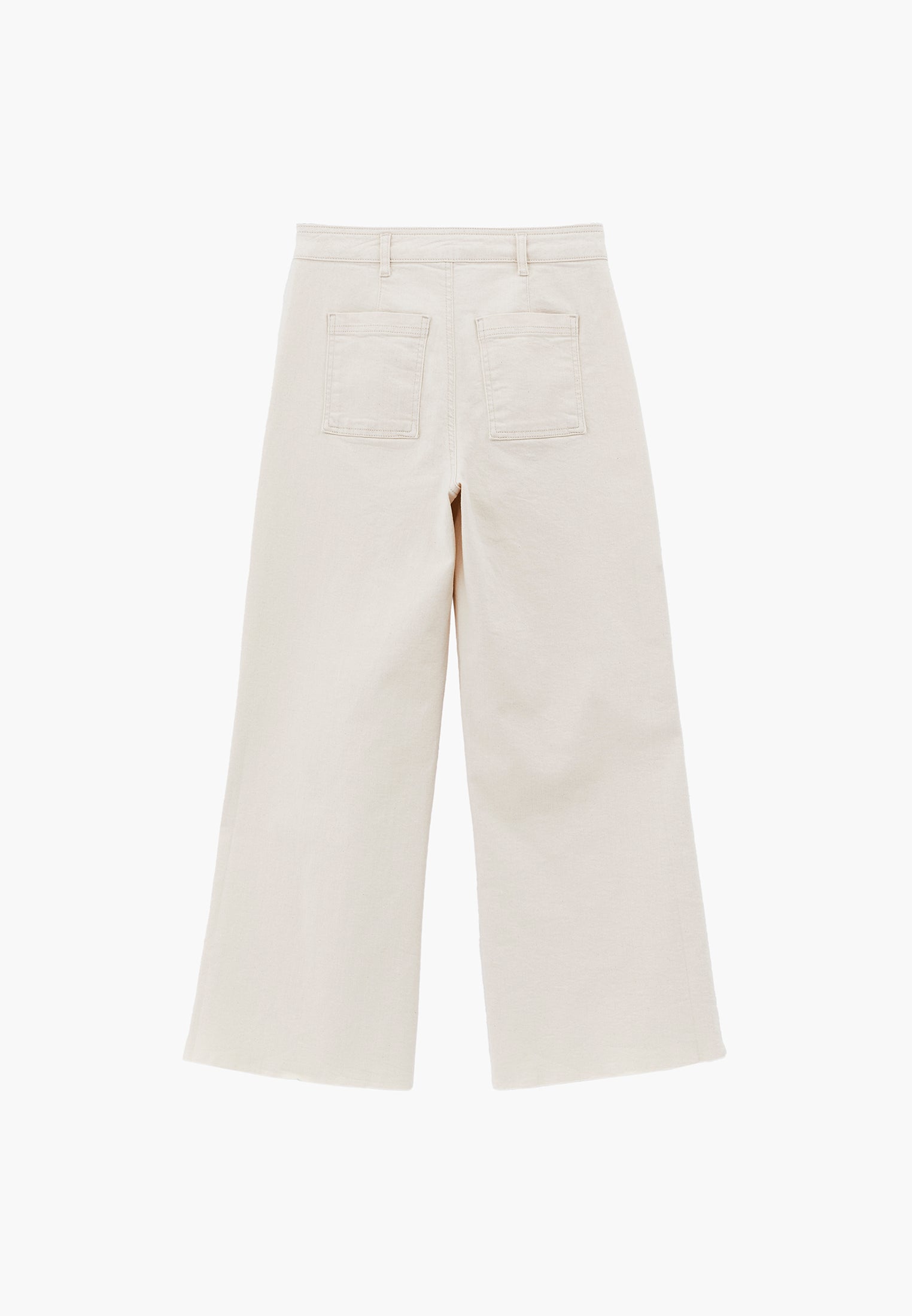 Ultra High Waist Wide Leg Cropped Pants - NATURAL