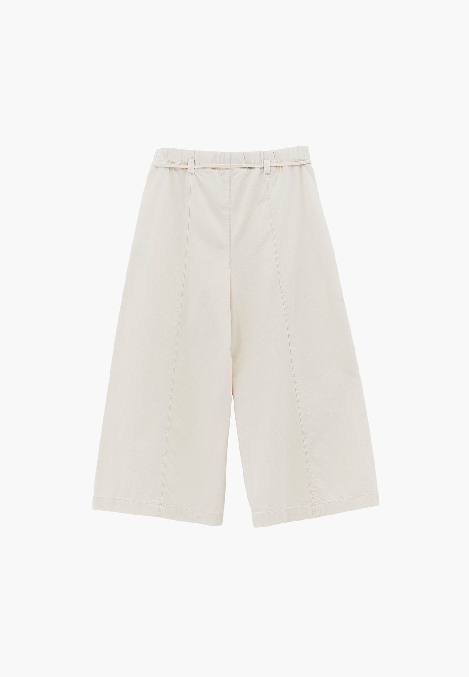High Waist Elasticated Cropped Culotte Pants - NATURAL