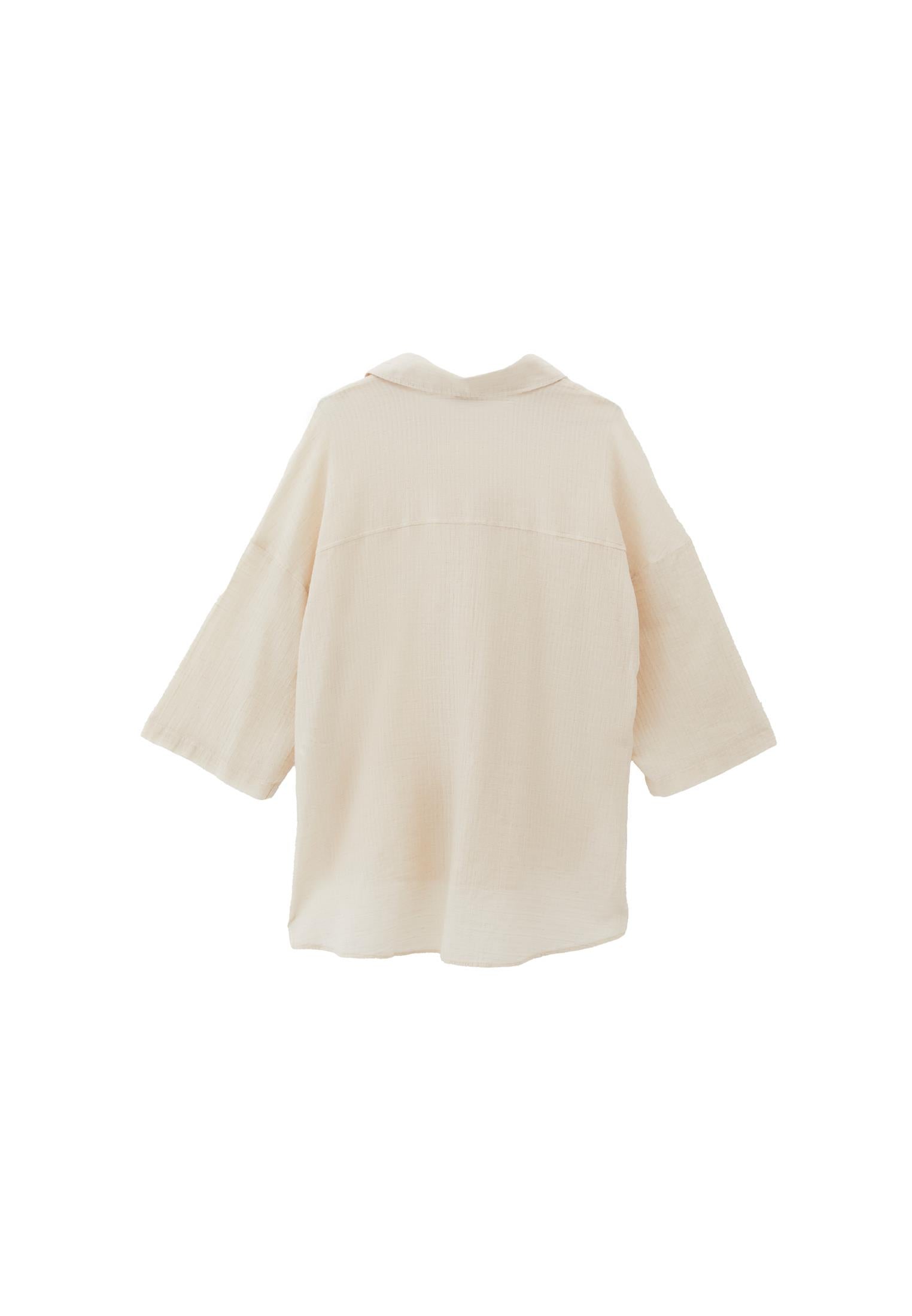 Button Detailed Oversize Shirt - NATURAL