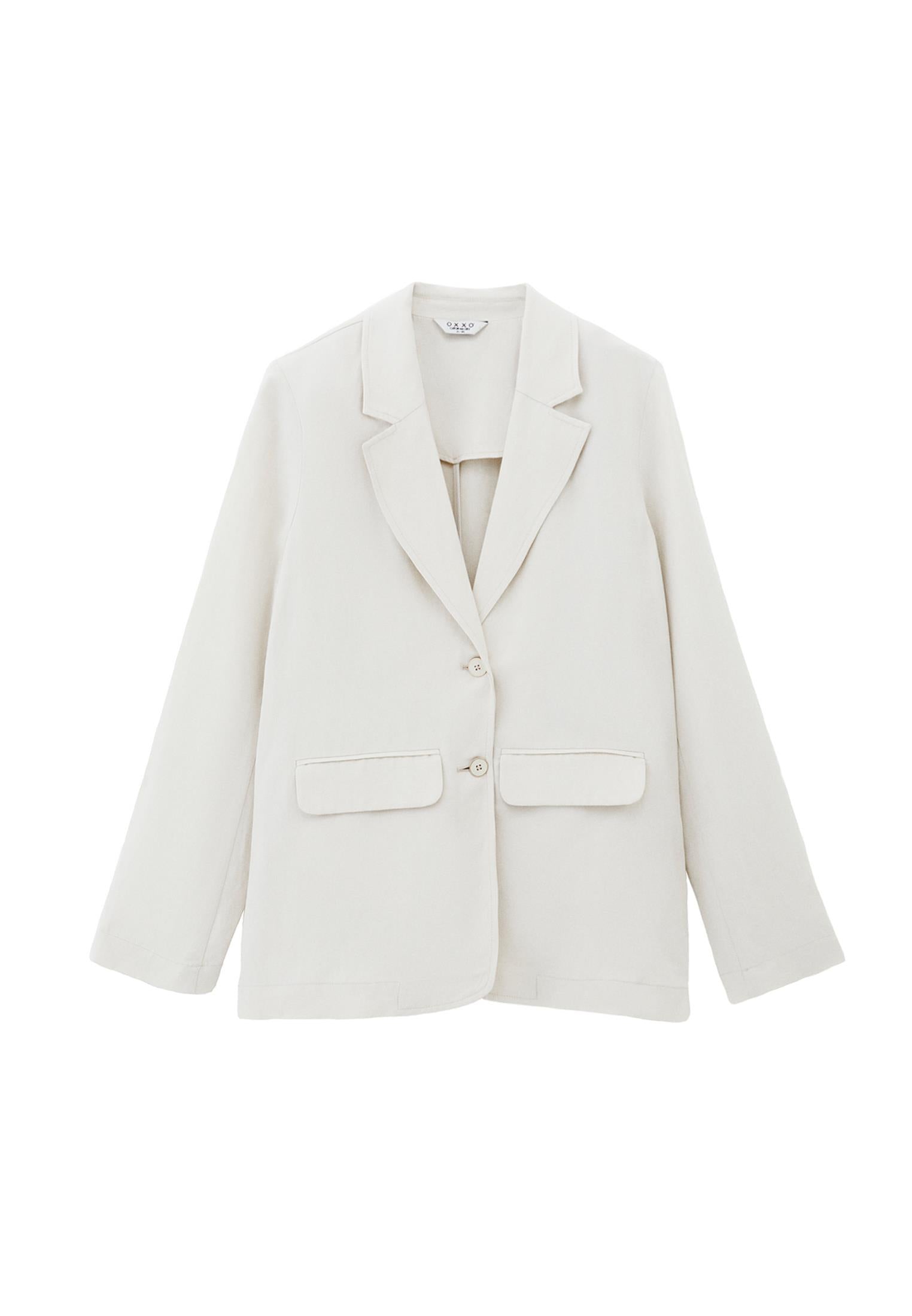 Oversize Blazer With Button Details - NATURAL
