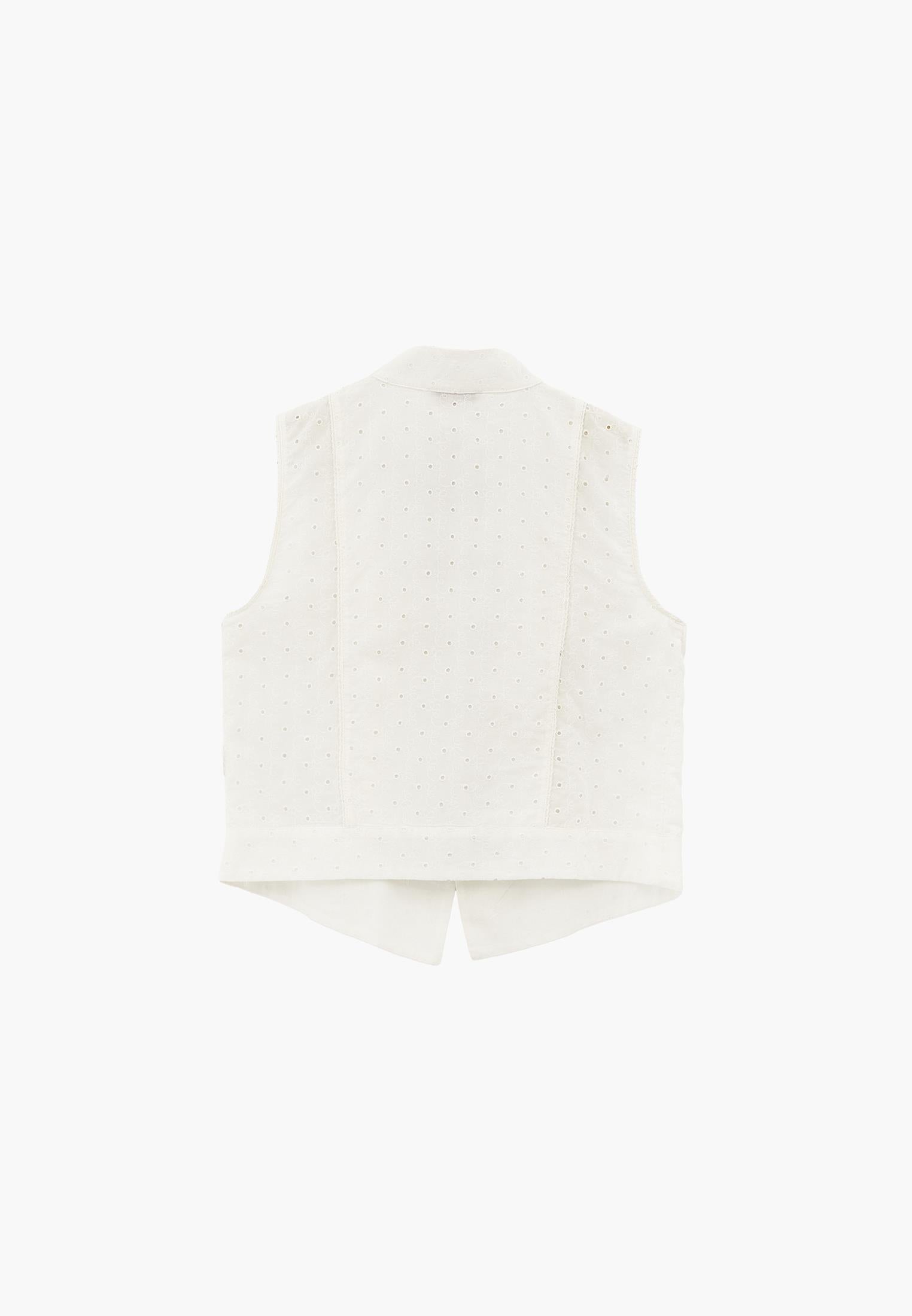 Loose Vest with Button Details - NATURAL