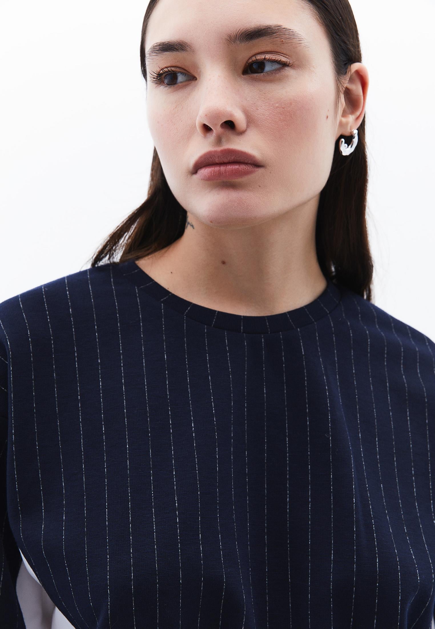 Long Sleeve Loose Crop T-Shirt - NAVAL ACADEMY