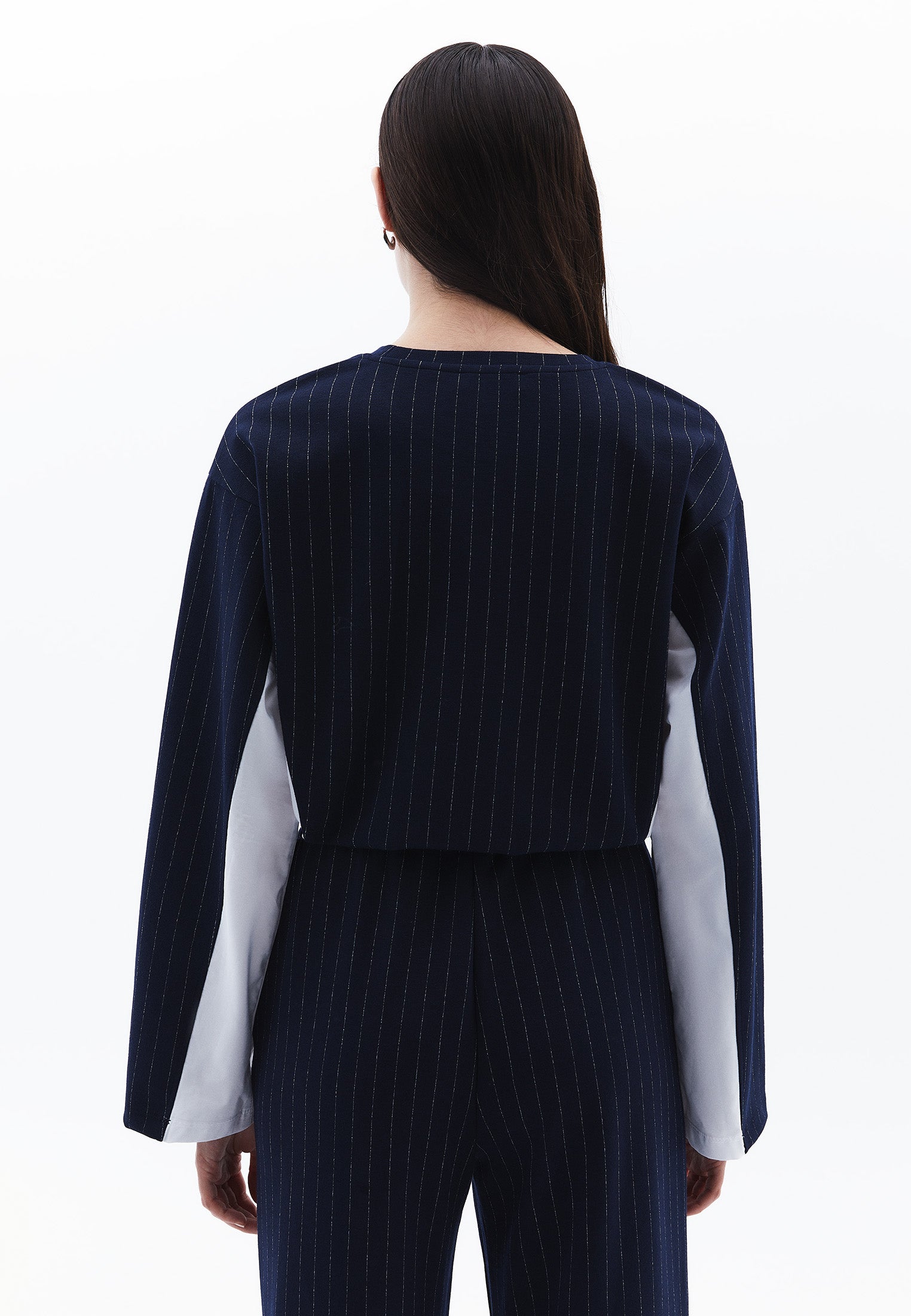 Long Sleeve Loose Crop T-Shirt - NAVAL ACADEMY