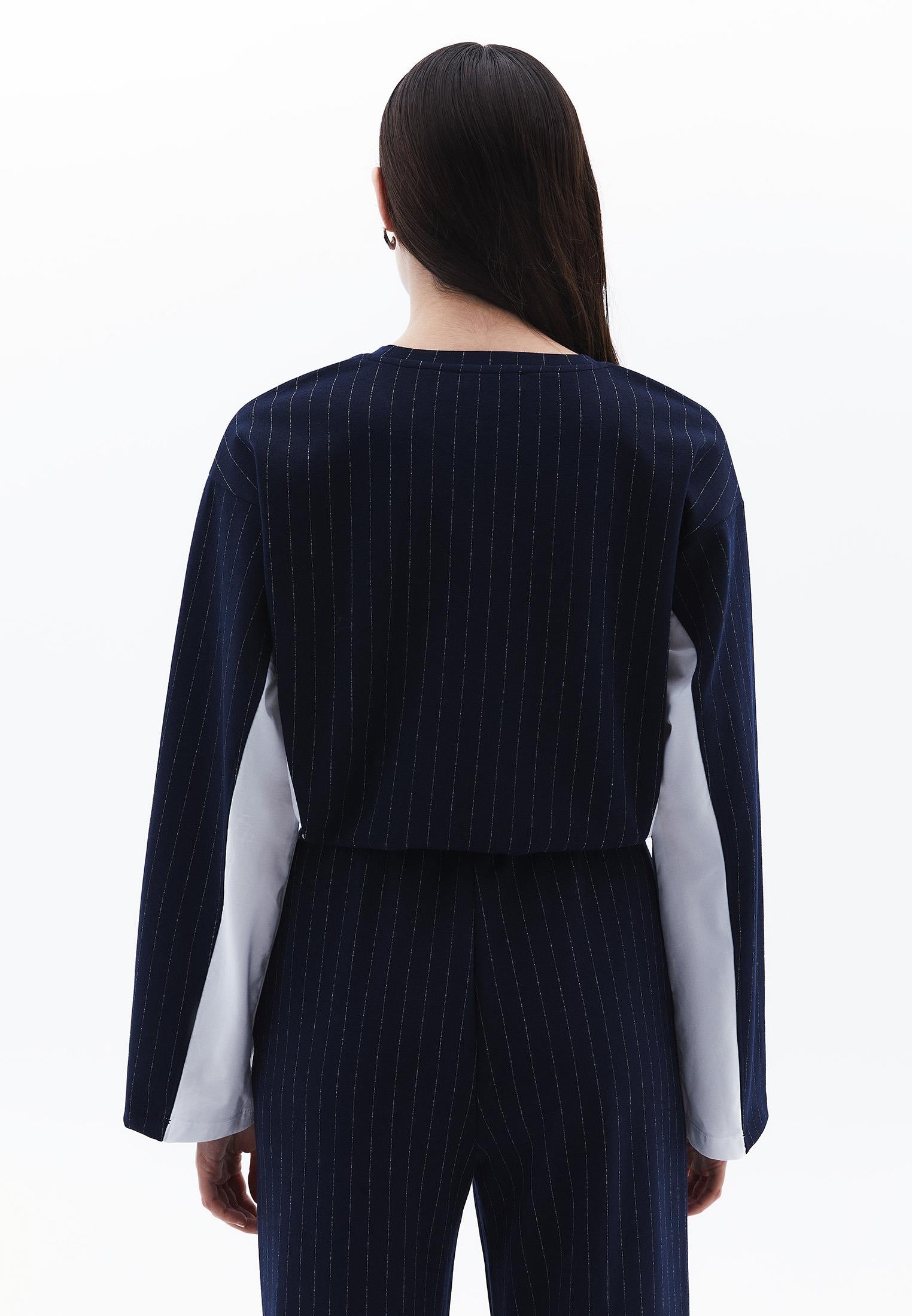 Long Sleeve Loose Crop T-Shirt - NAVAL ACADEMY
