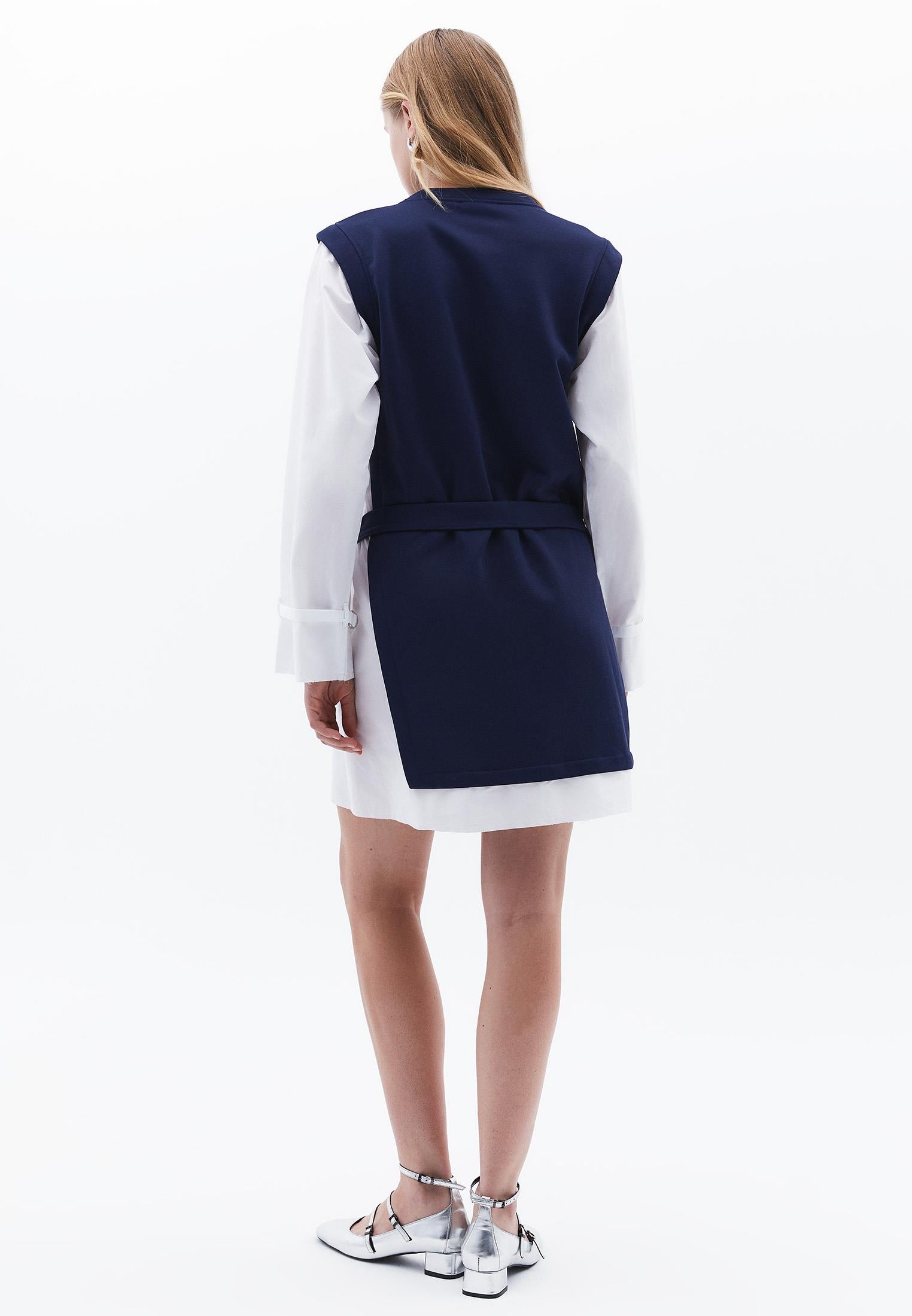 Long Sleeve Loose Fit Sweat Dress - NAVAL ACADEMY
