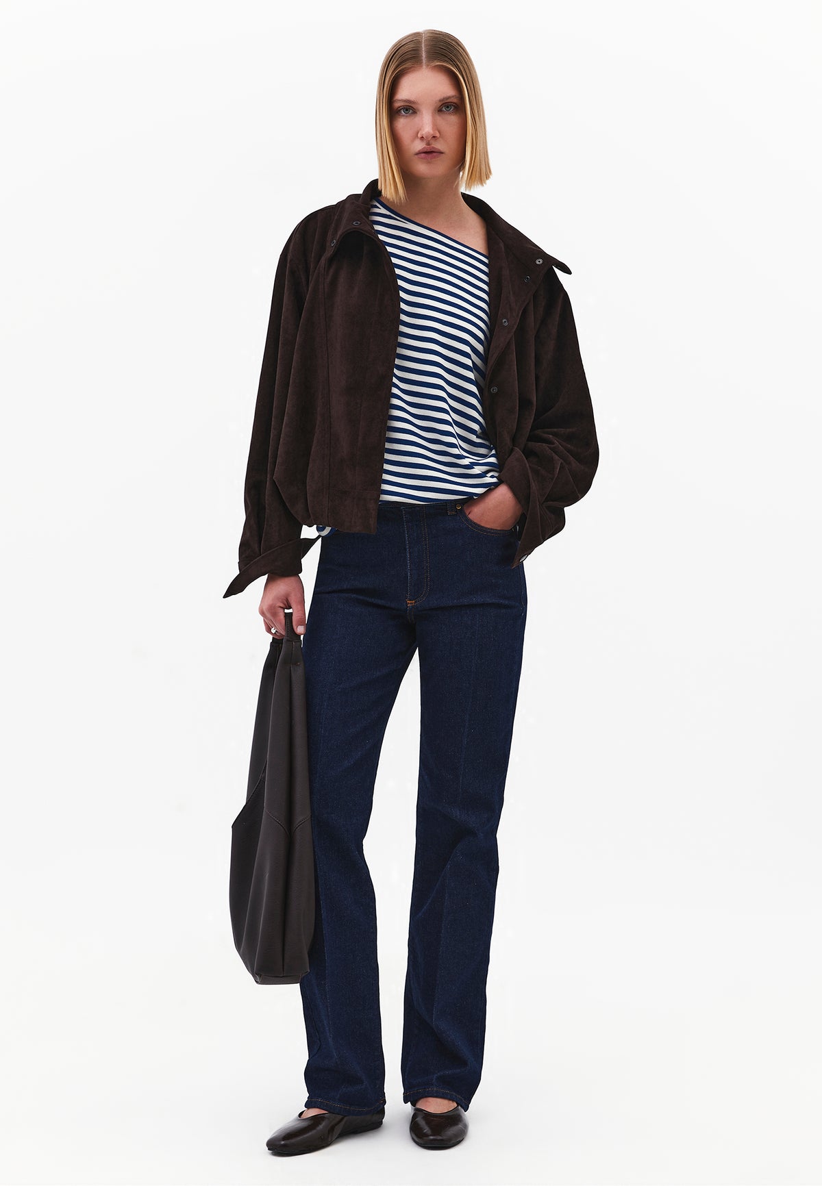 Boat Neck Striped Sleeveless T-Shirt - NAVY PEONY STRIPE
