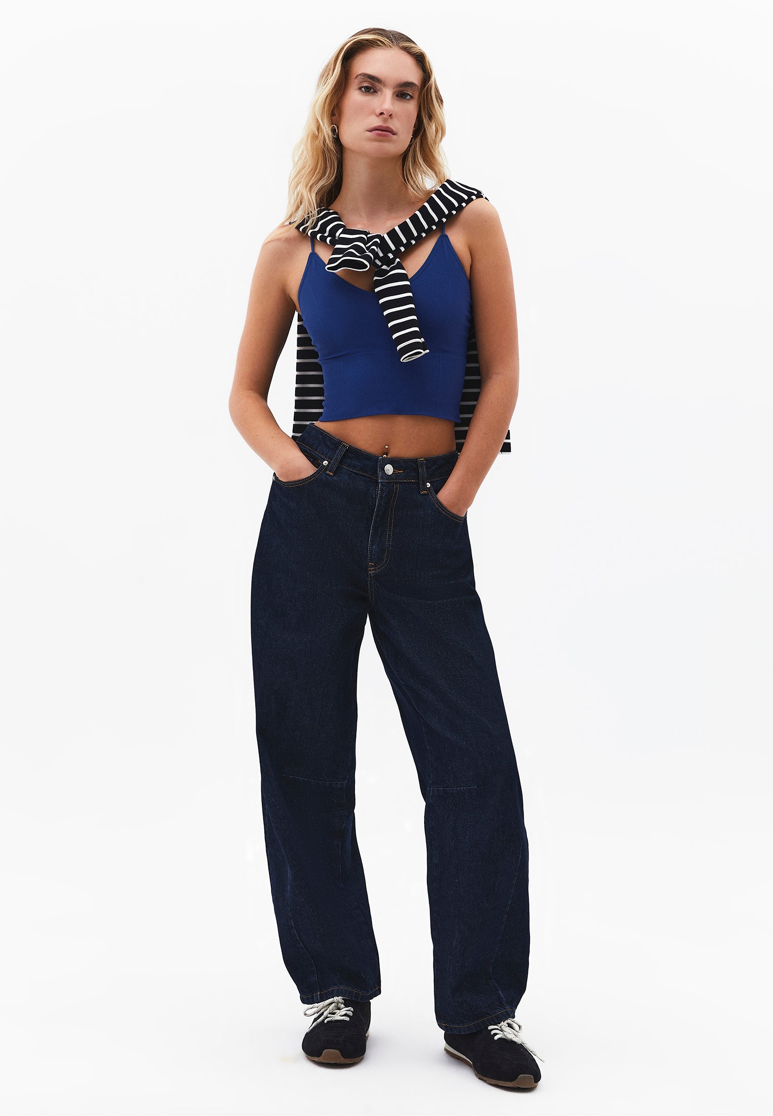 V Neck Tank Top - NAVY PEONY