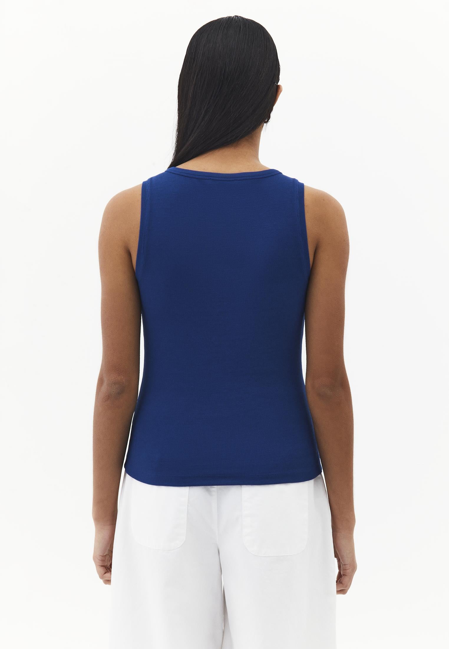 Sleeveless Crew Neck Tank Top - NAVY PEONY