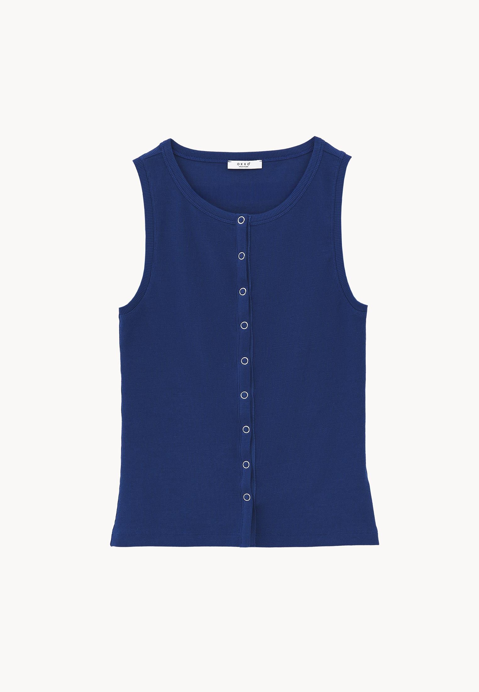 Sleeveless Crew Neck Tank Top - NAVY PEONY