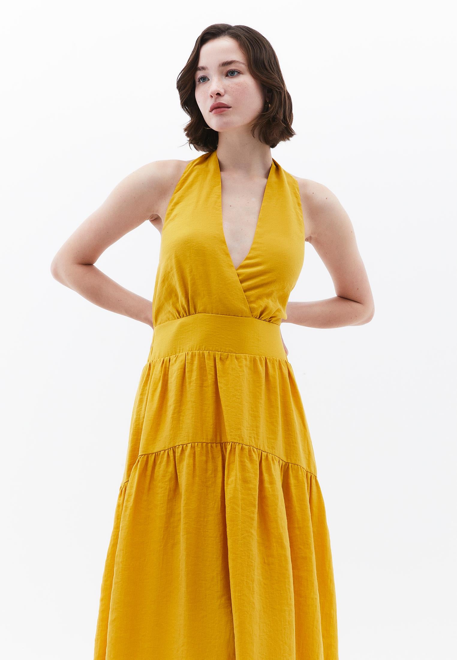Women's Jumpsuit A-Line Long Dress - NUGGET GOLD