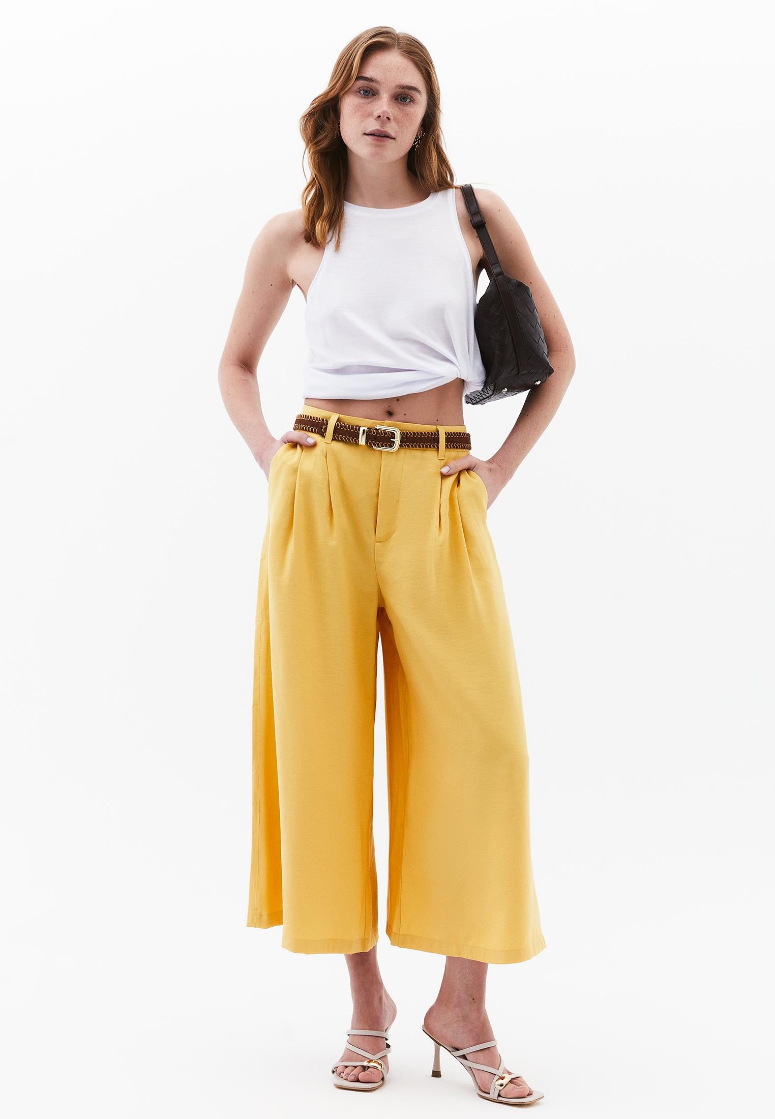 Pleated Culotte Pants - OCHRE