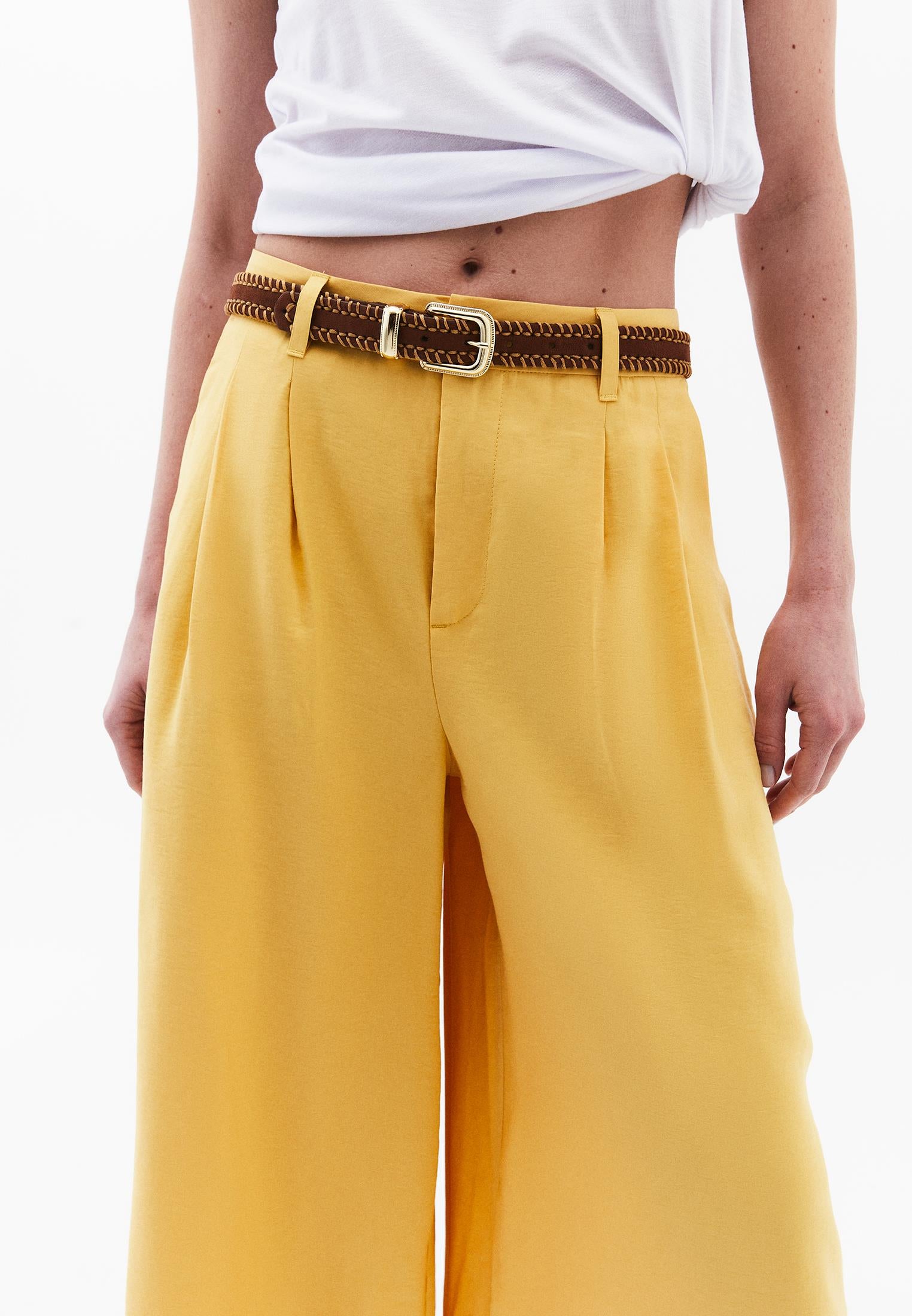 Pleated Culotte Pants - OCHRE