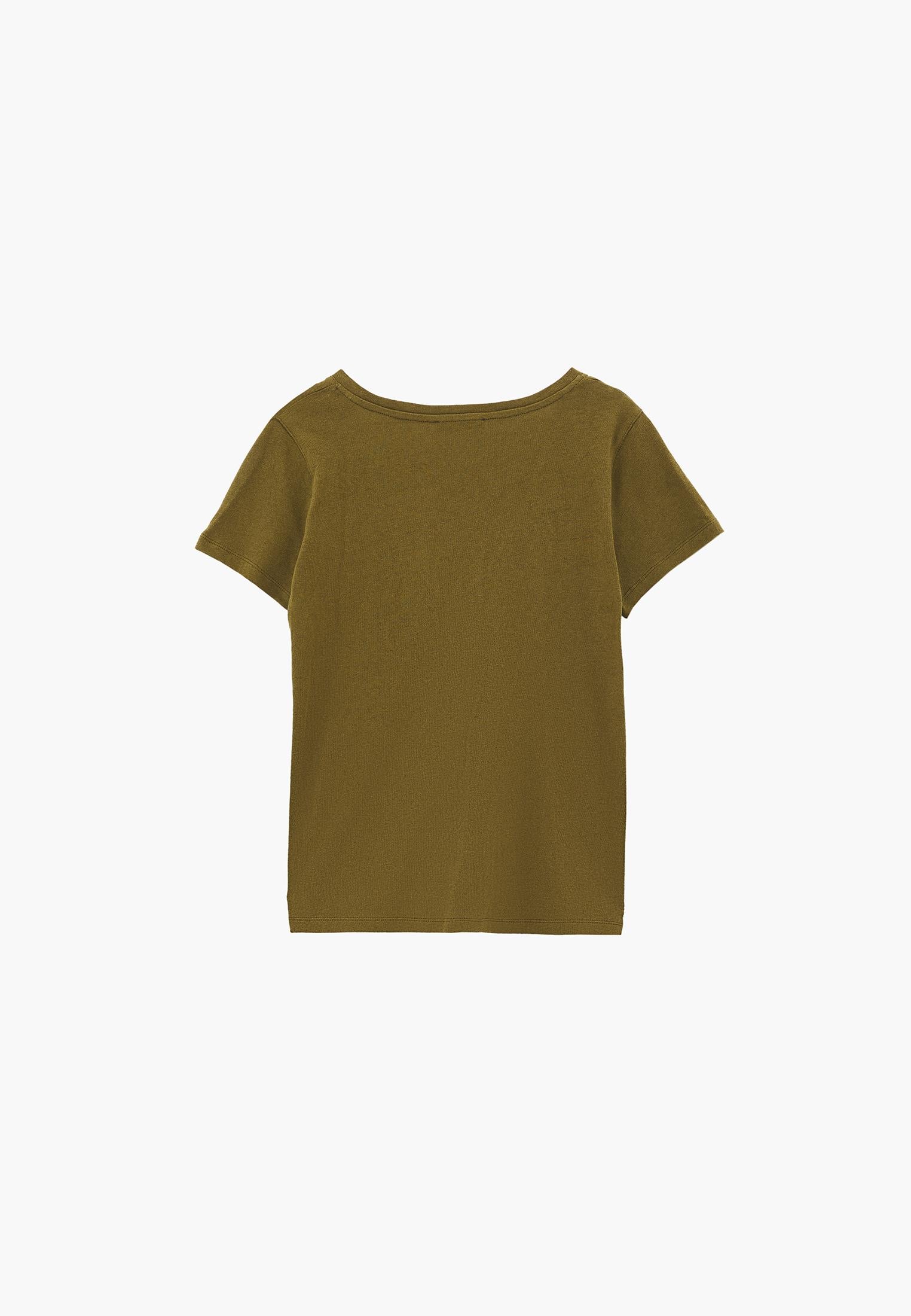 Loose Fit V Neck T-Shirt - OLIVE DRAB