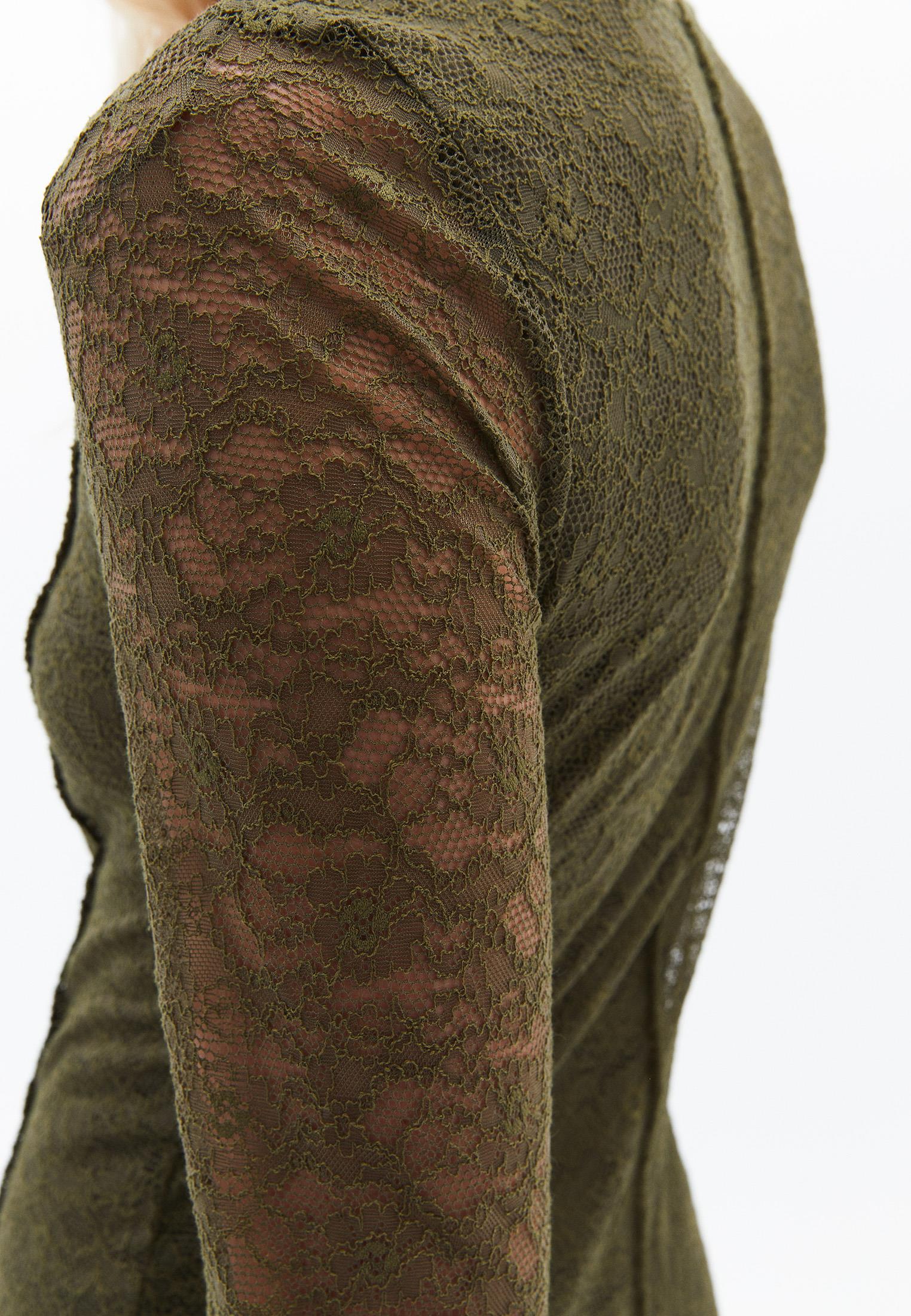 A-Line Long Crew Neck Cut-Out Detailed Dress - OLIVE NIGHT