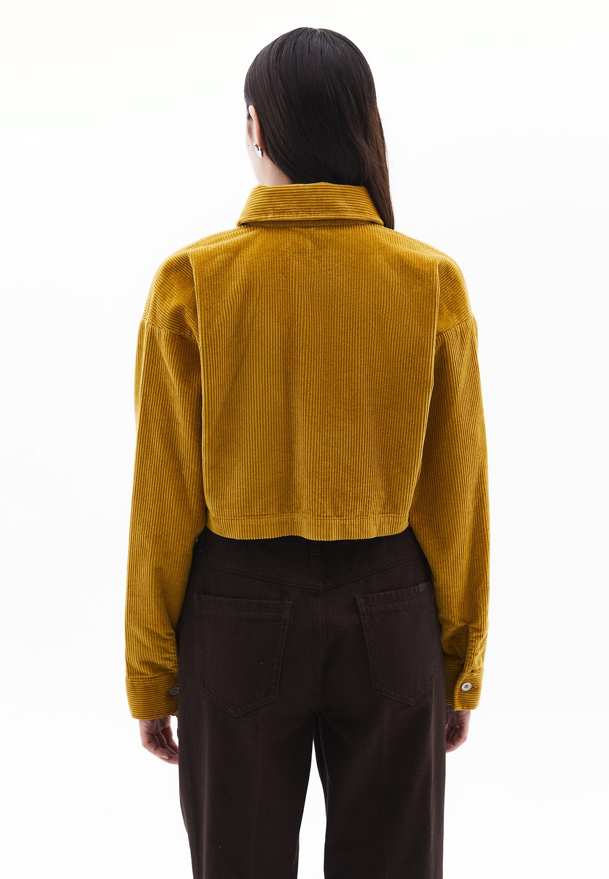 Loose Fit Cropped Shirt - OLIVE OIL