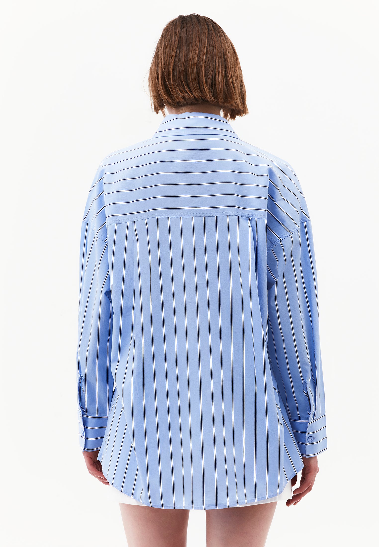 Shirt Collar Oversize Long Sleeve Pocket Detailed Standard Shirt - OPEN AIR STRIPE