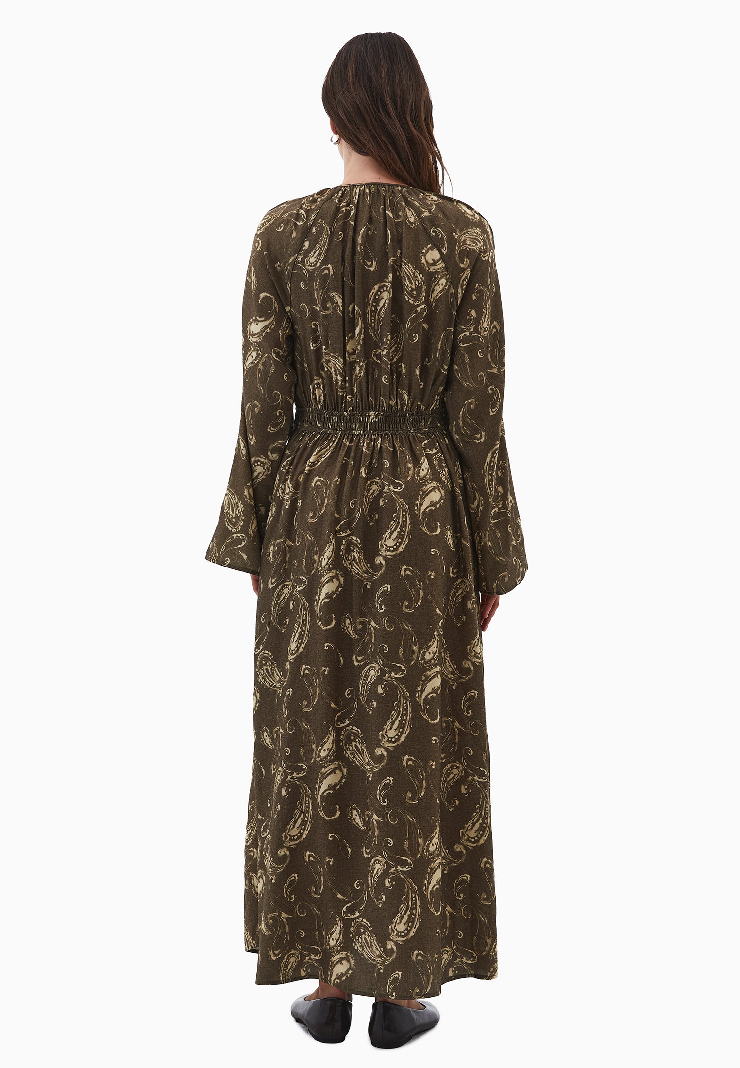 Tie Printed Long Dress - PAISLEY COMB