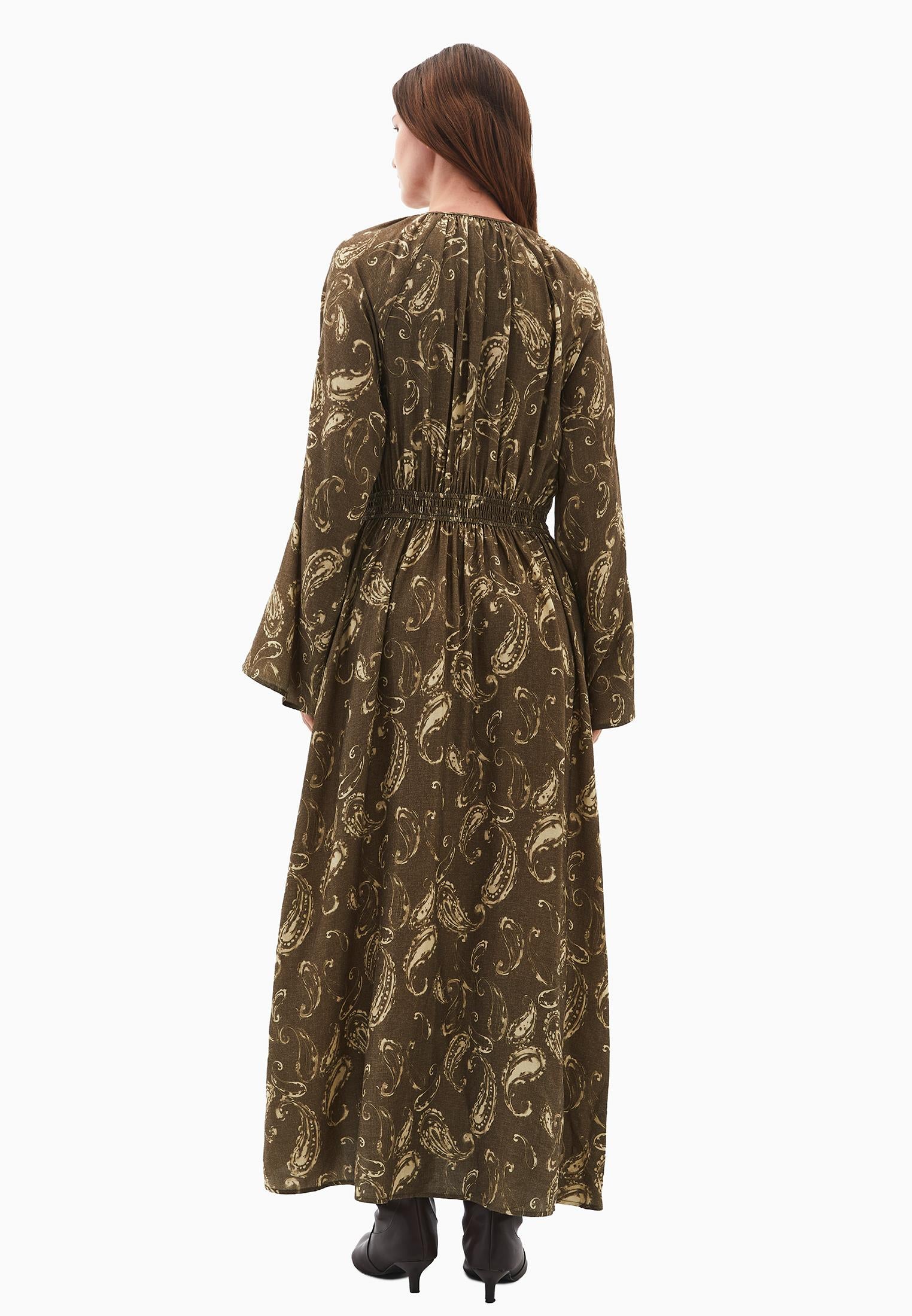Tie Printed Long Dress - PAISLEY COMB