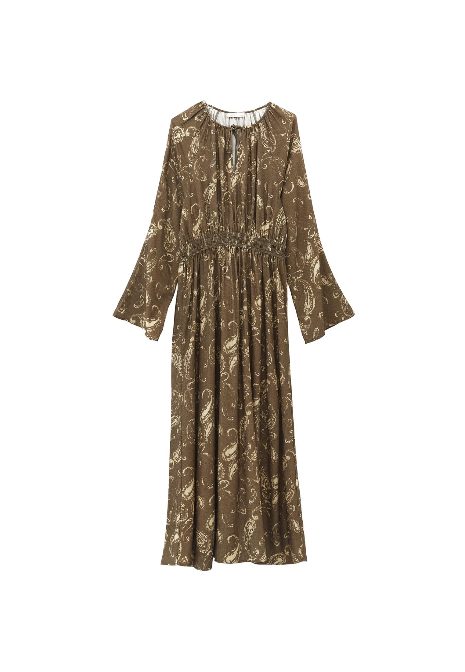 Tie Printed Long Dress - PAISLEY COMB