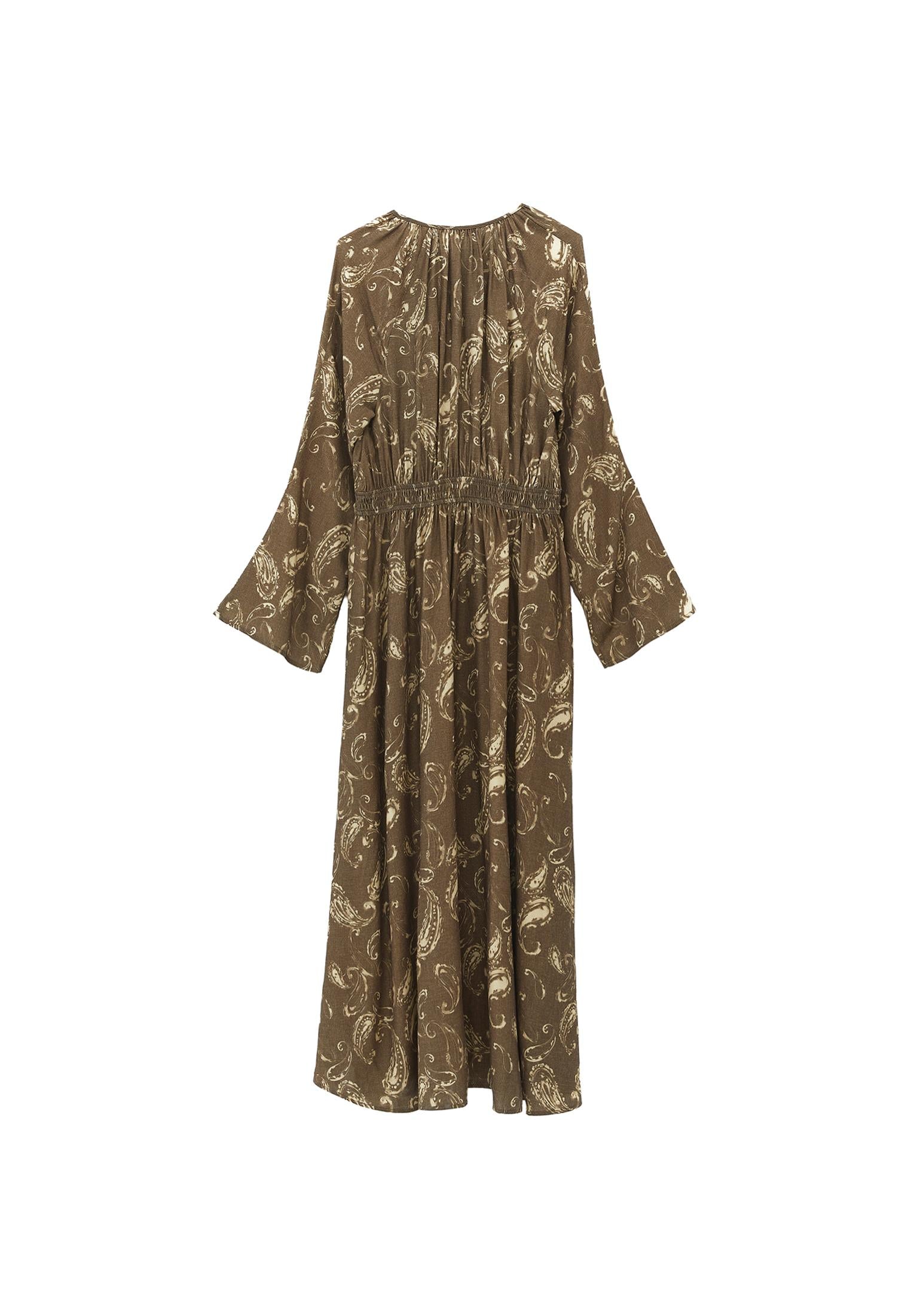Tie Printed Long Dress - PAISLEY COMB