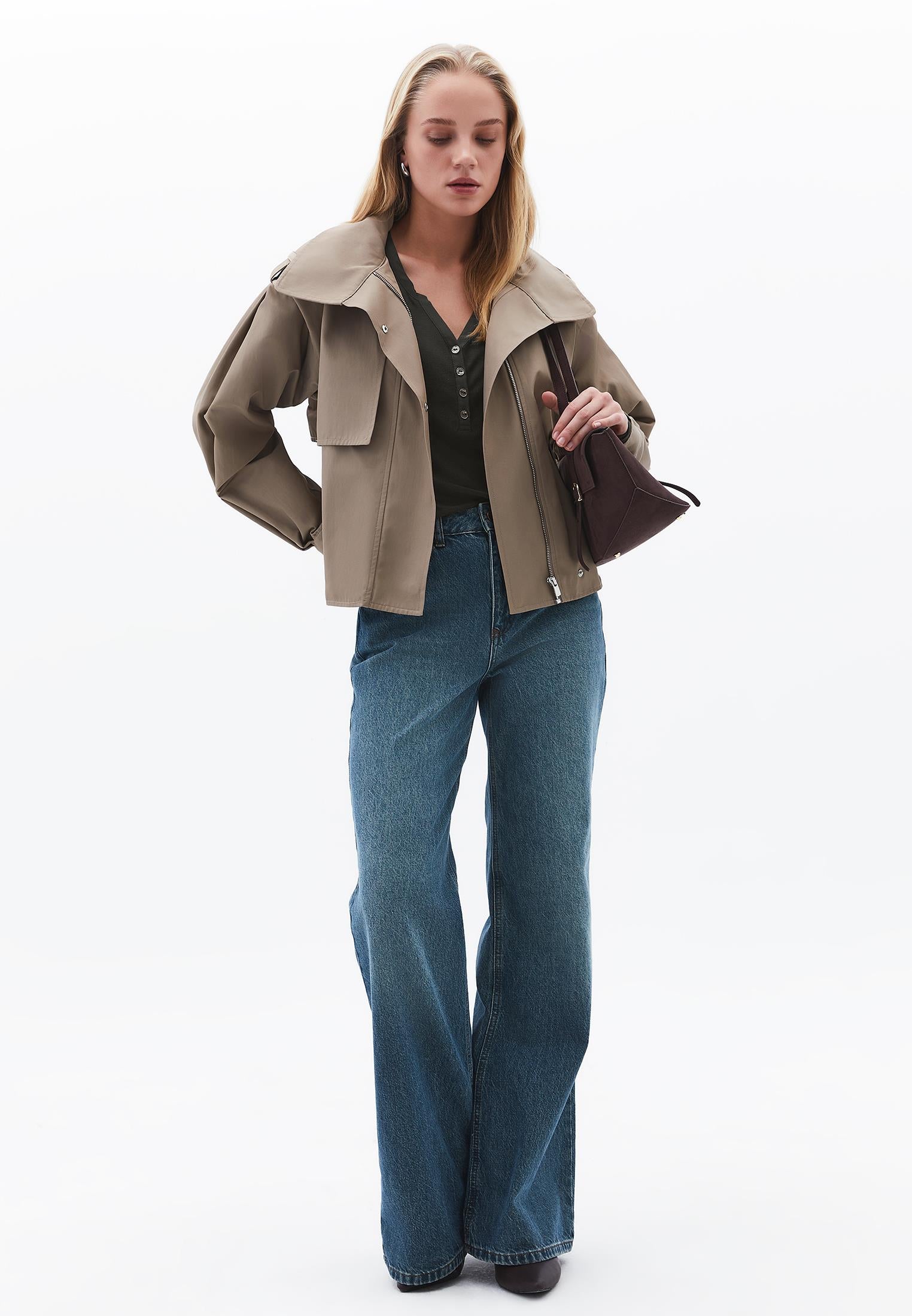 Polo Collar Buttoned T-Shirt - PEAT