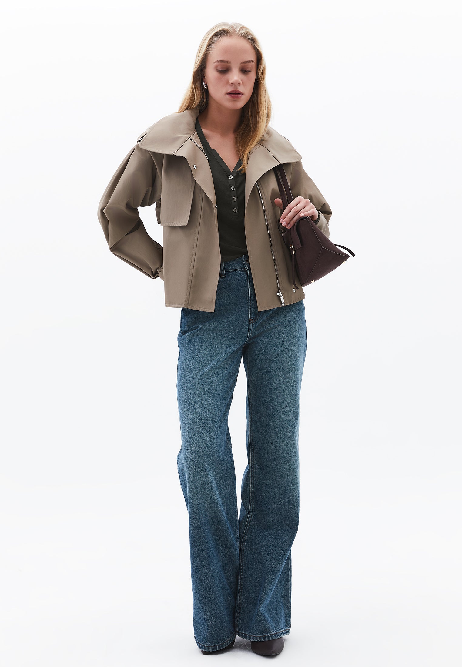 Polo Collar Buttoned T-Shirt - PEAT