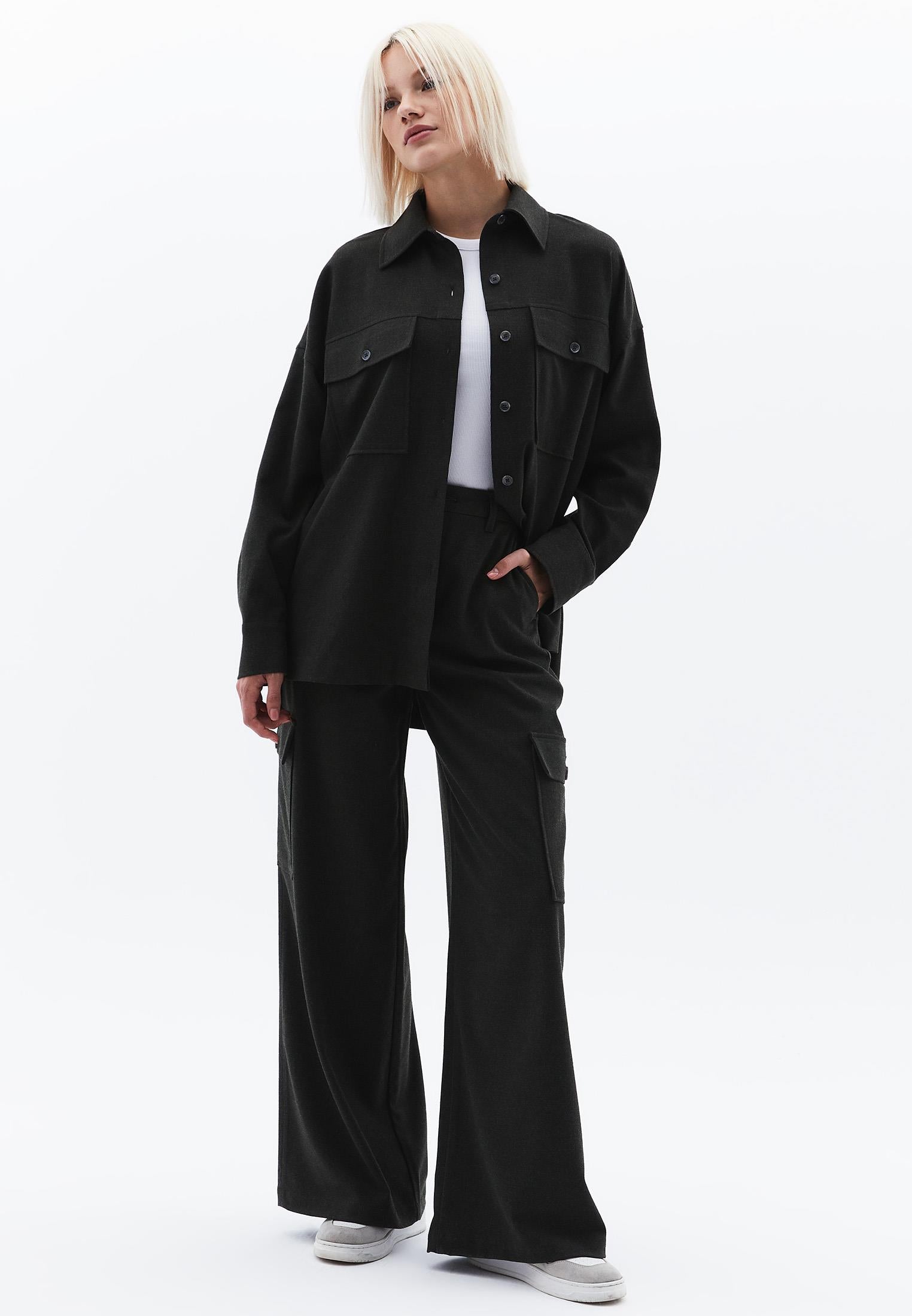 Oversized Shirt With Pocket Detail - PEAT